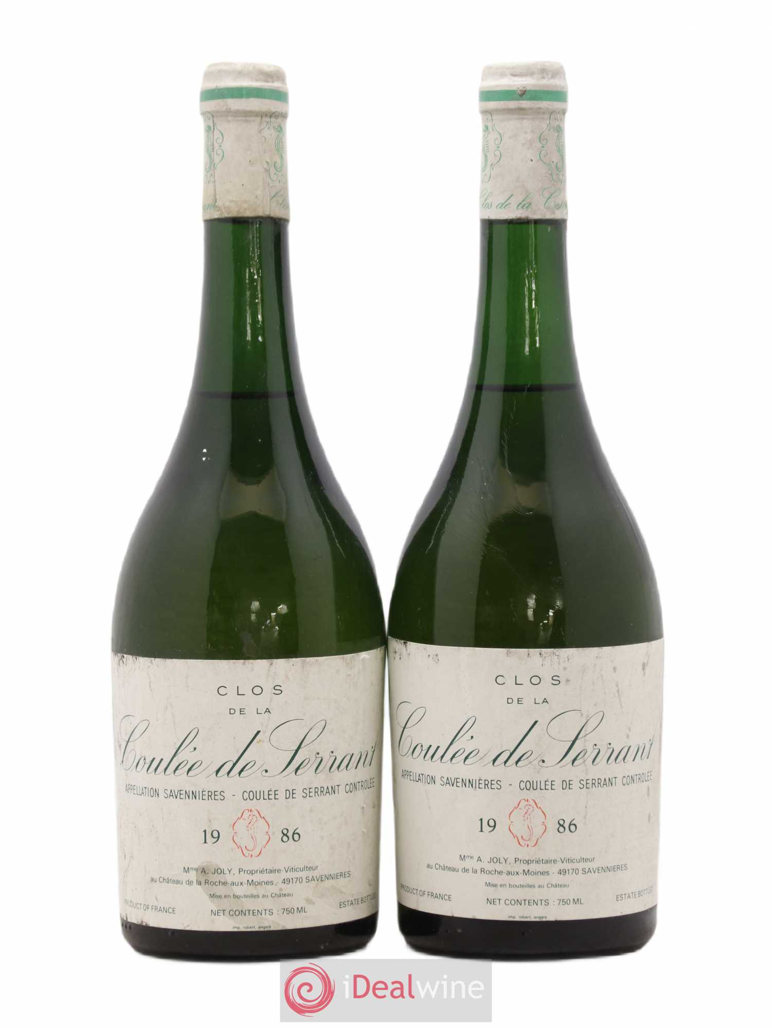 Savennières Clos de la Coulée de Serrant Vignobles de la Coulée de Serrant - Nicolas Joly 1986 - Lot de 2 bouteilles - 0
