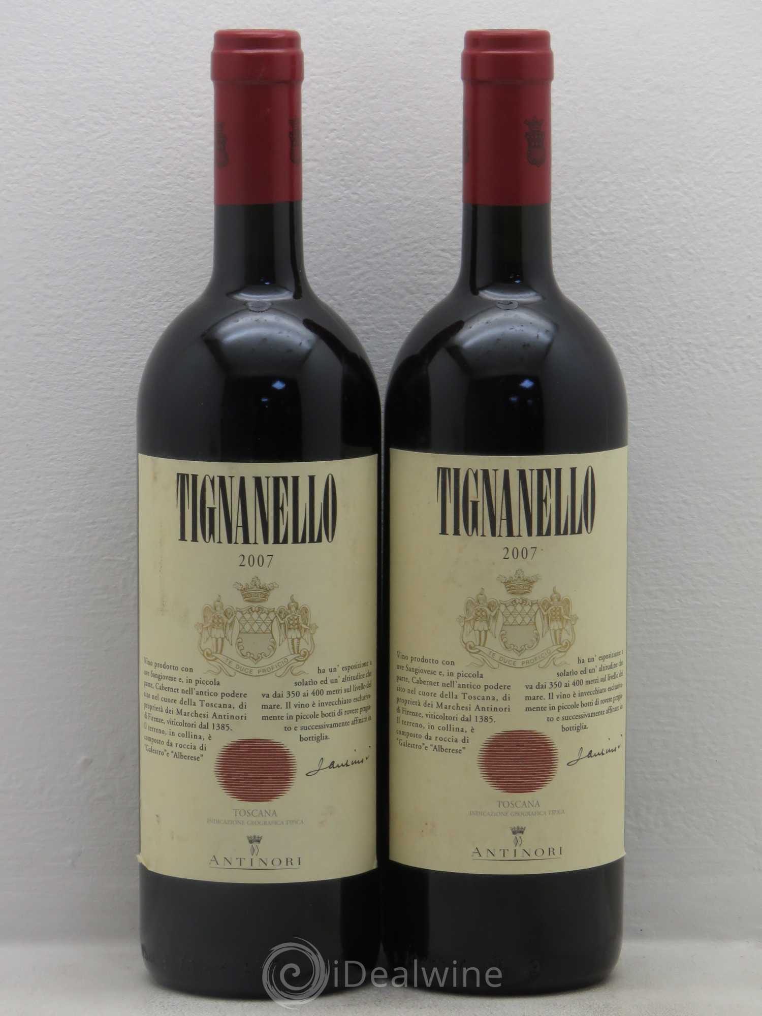 Italie Toscane Tignanello Antinori 2007 - Lot de 2 bouteilles - 0