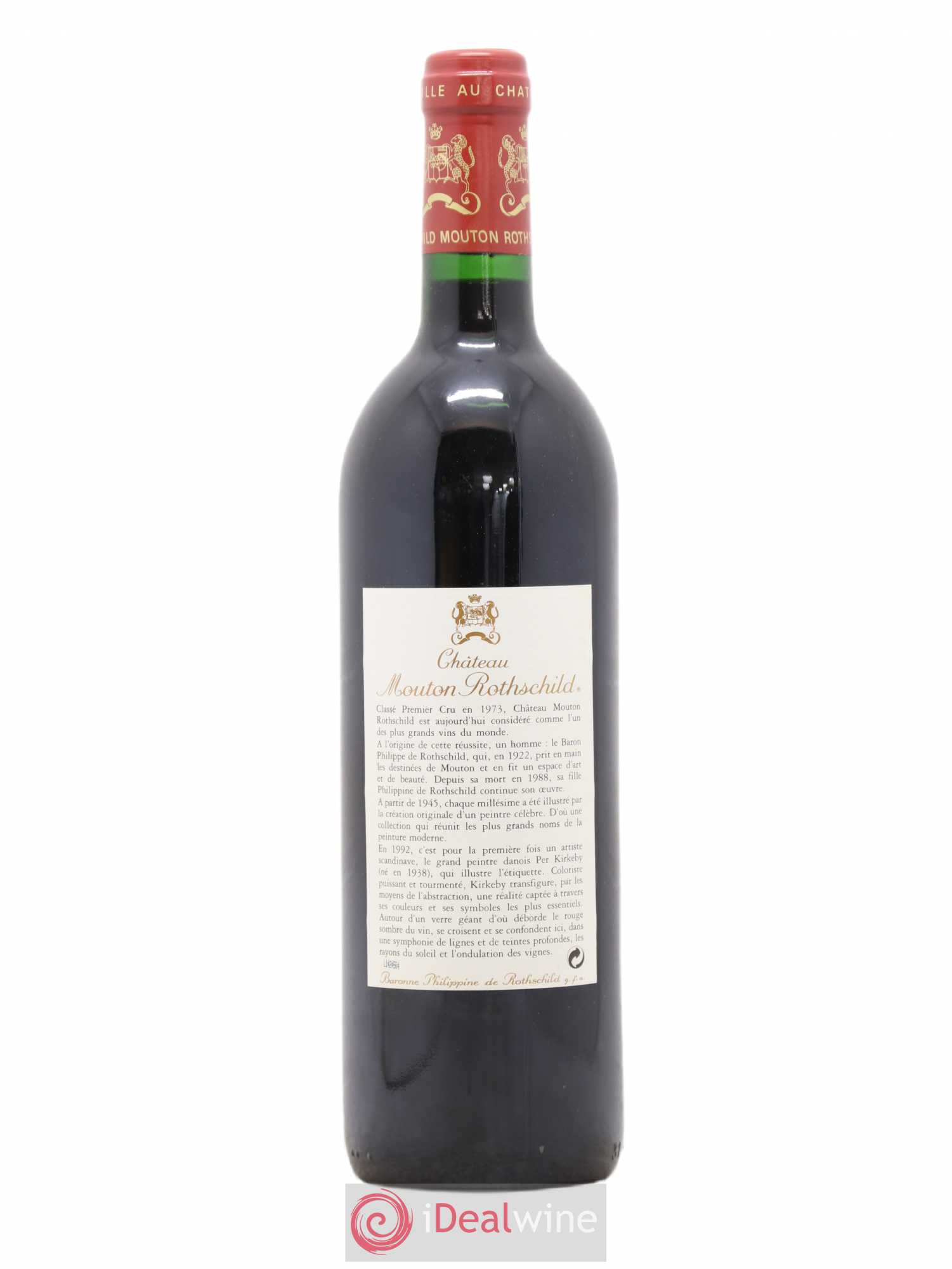 Château Mouton Rothschild 1er Grand Cru Classé 1992 - Lot de 1 bouteille - 1