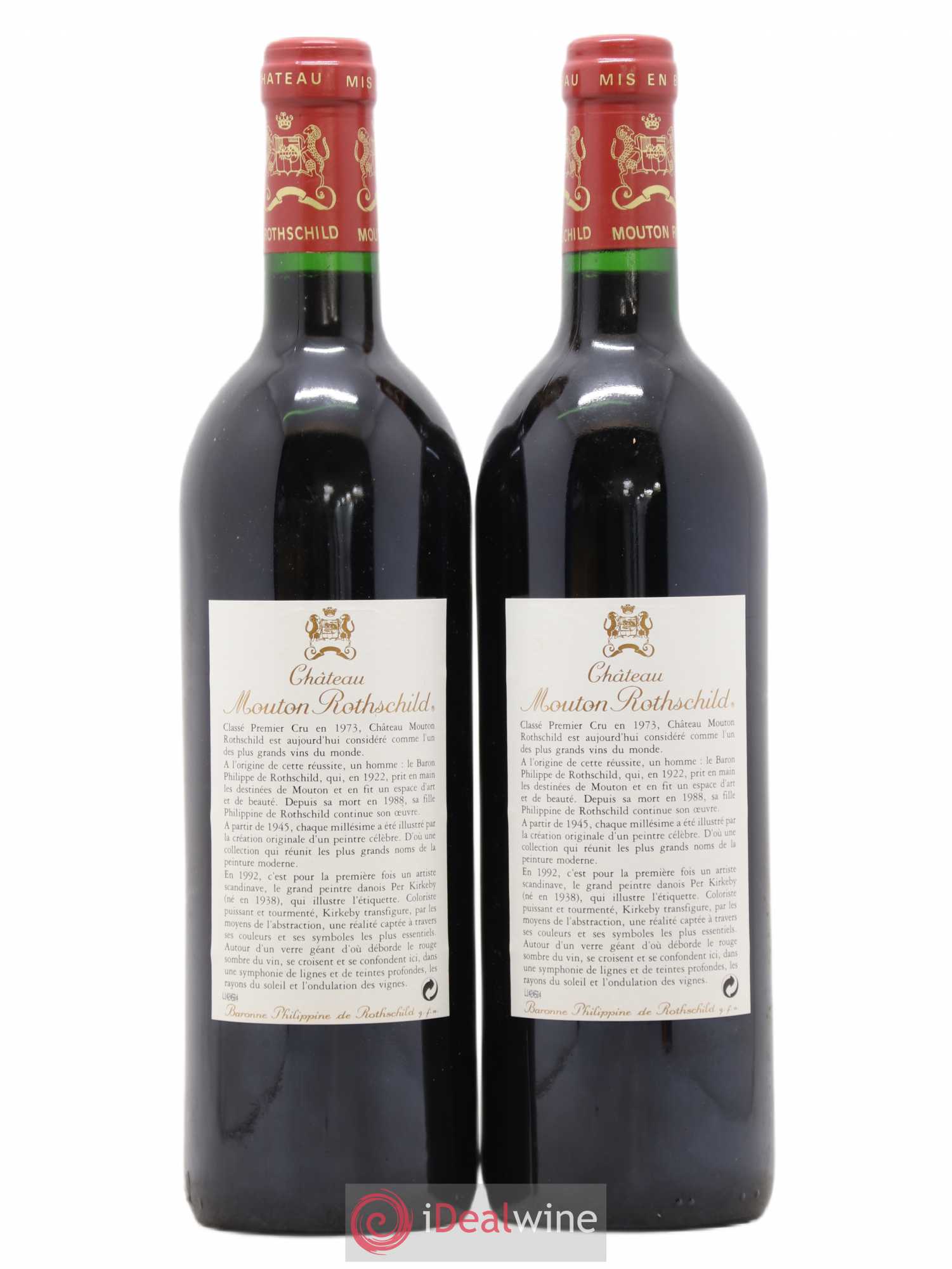 Château Mouton Rothschild 1er Grand Cru Classé 1992 - Lot de 2 bouteilles - 1