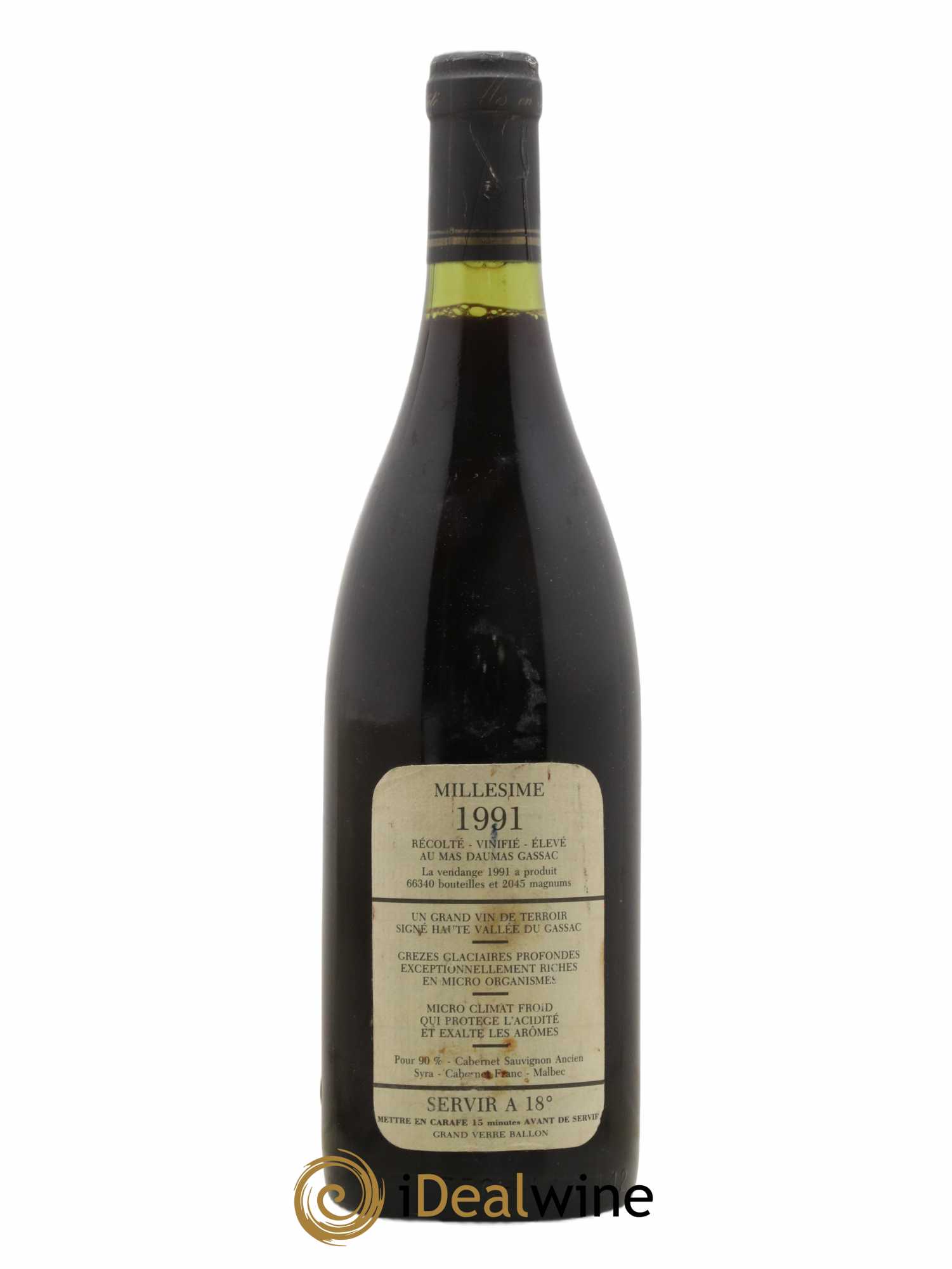 Saint-Guilhem-le-Désert - Cité d'Aniane Mas Daumas Gassac Famille Guibert de La Vaissière 1991 - Lot de 1 bouteille - 1