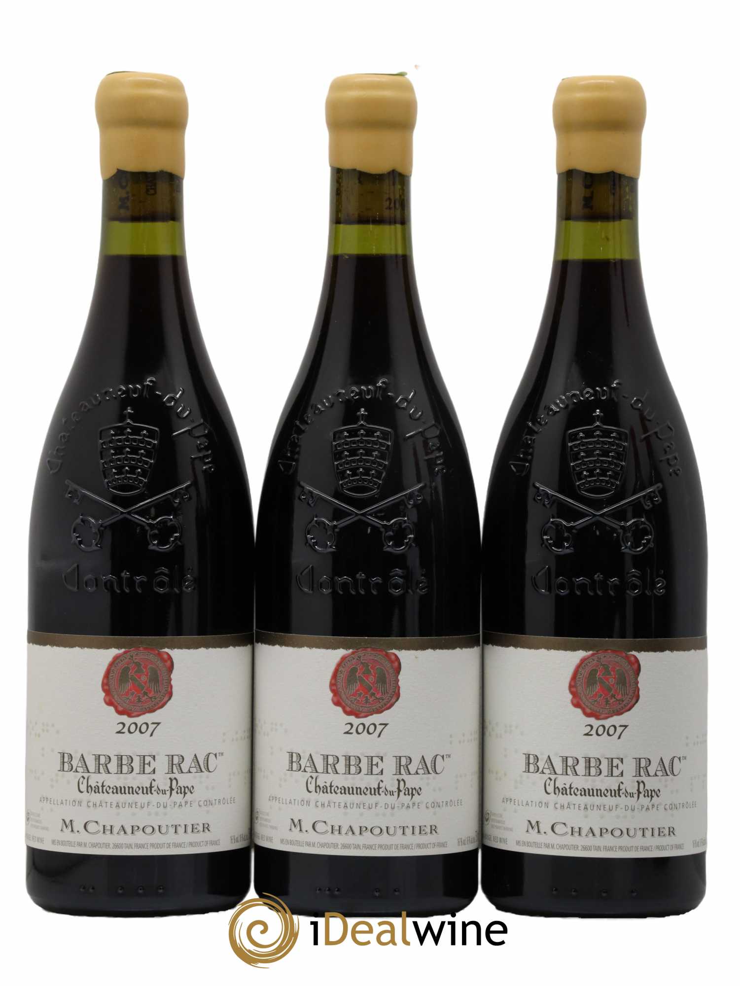 Châteauneuf-du-Pape Barbe Rac Chapoutier 2007 - Lot de 3 bouteilles - 0