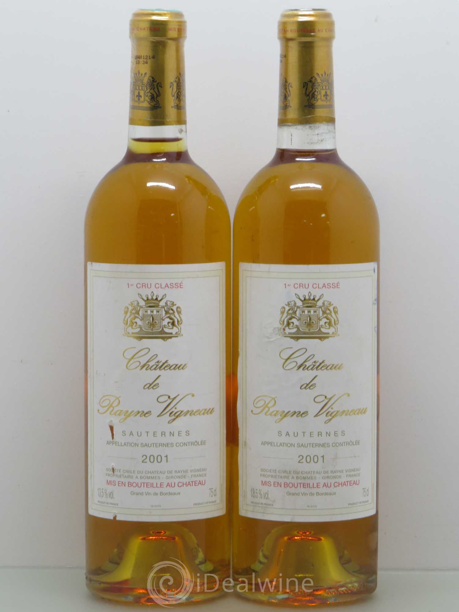 Château de Rayne Vigneau 1er Grand Cru Classé 2001 - Lotto di 2 bottiglie - 0