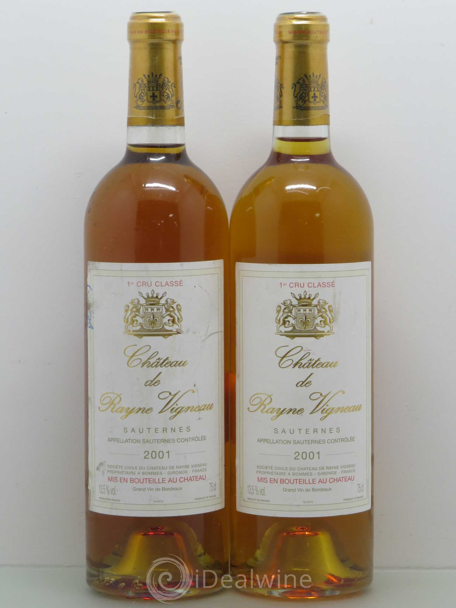 Château de Rayne Vigneau 1er Grand Cru Classé 2001 - Lotto di 2 bottiglie - 0