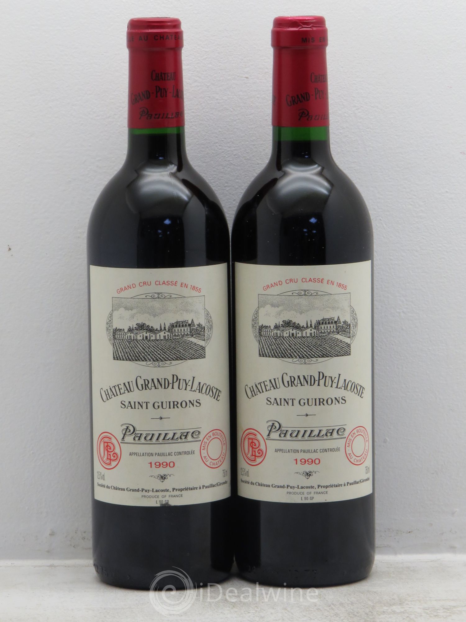 Château Grand Puy Lacoste 5ème Grand Cru Classé 1990 - Lot de 2 bouteilles - 0