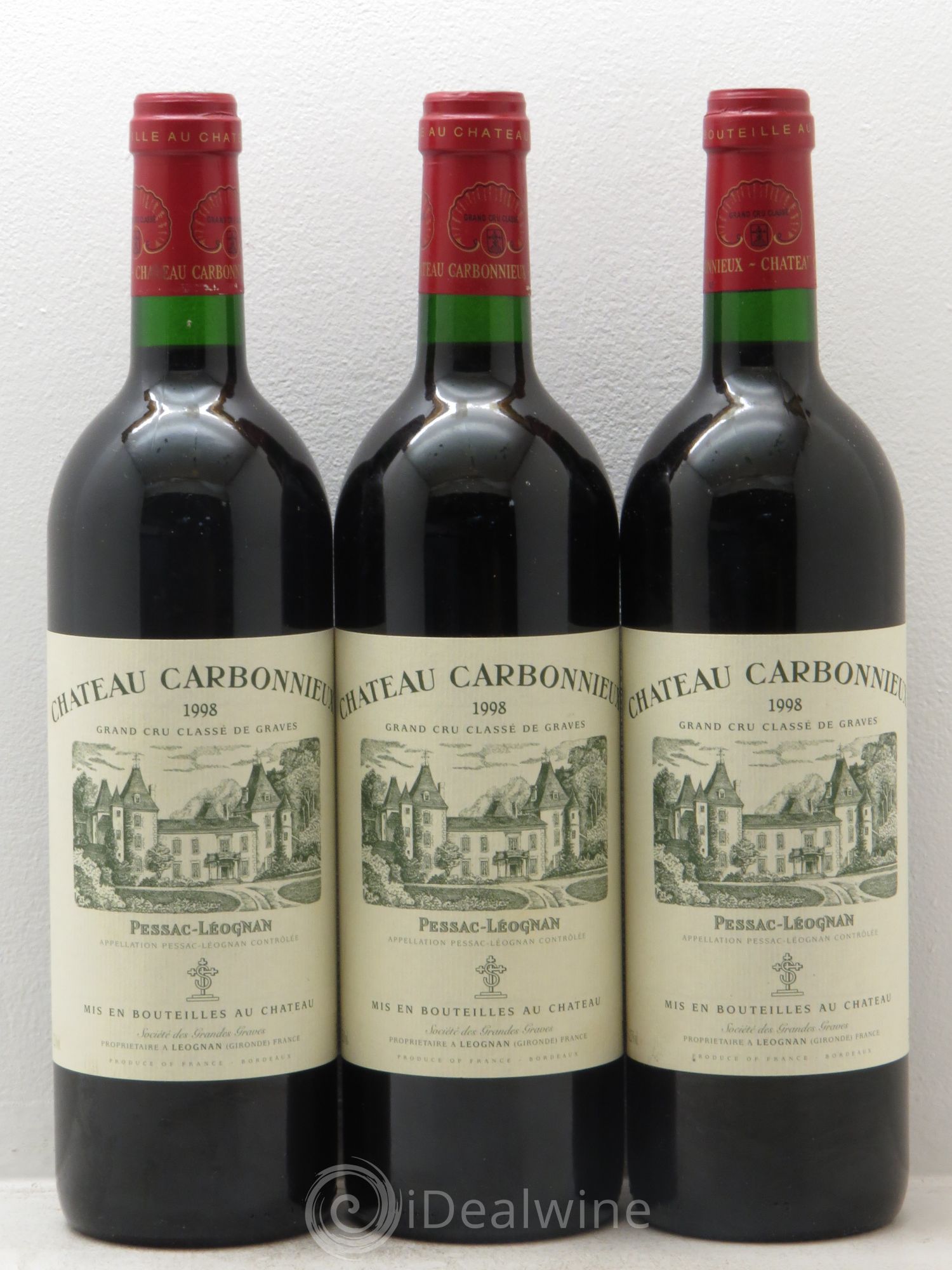 Château Carbonnieux Cru Classé de Graves 1998 - Lot de 3 bouteilles - 0