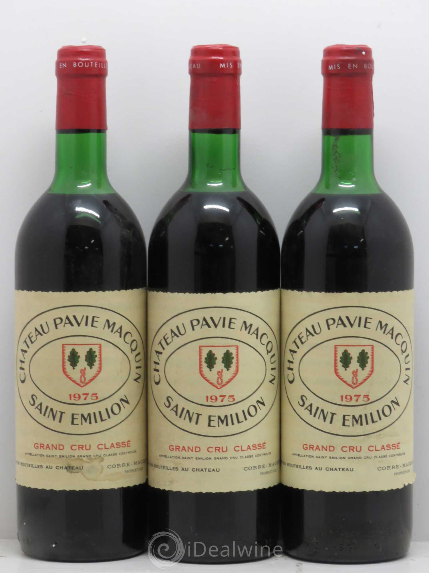 Château Pavie Macquin 1er Grand Cru Classé B 1975 - Lot de 3 bouteilles - 0