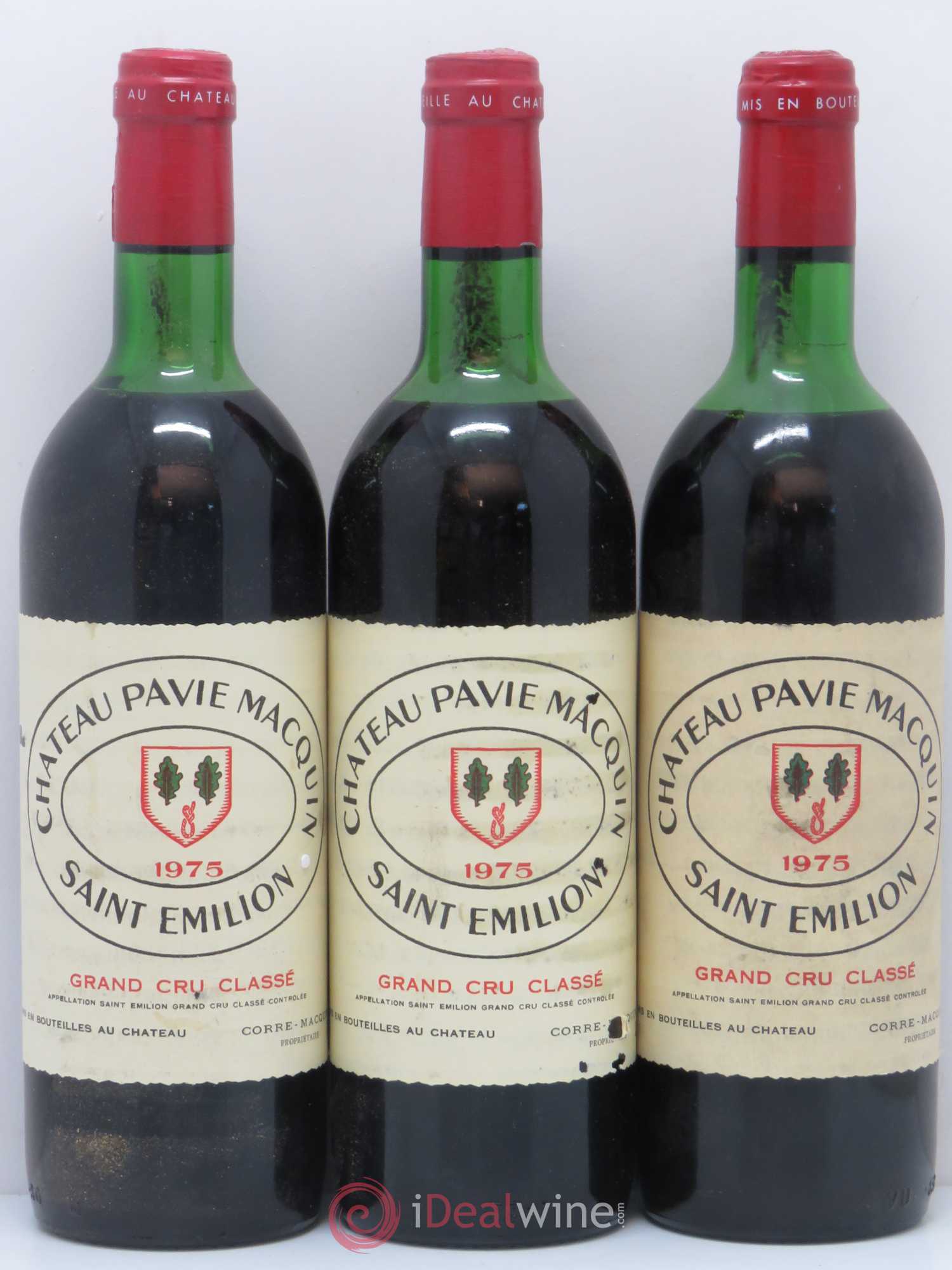 Château Pavie Macquin 1er Grand Cru Classé B 1975 - Lot de 3 bouteilles - 0