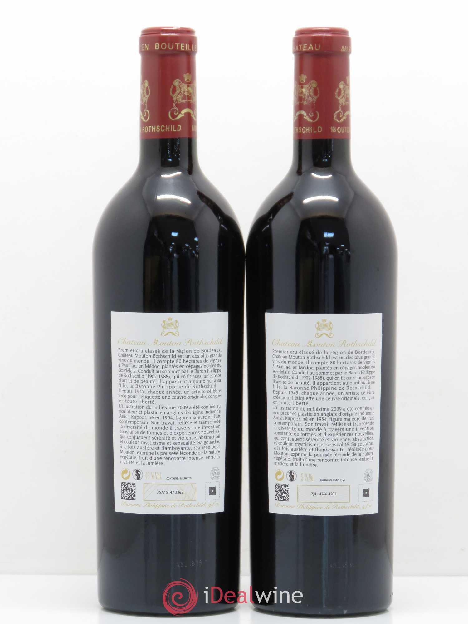 Château Mouton Rothschild 1er Grand Cru Classé 2009 - Lot de 2 bouteilles - 1