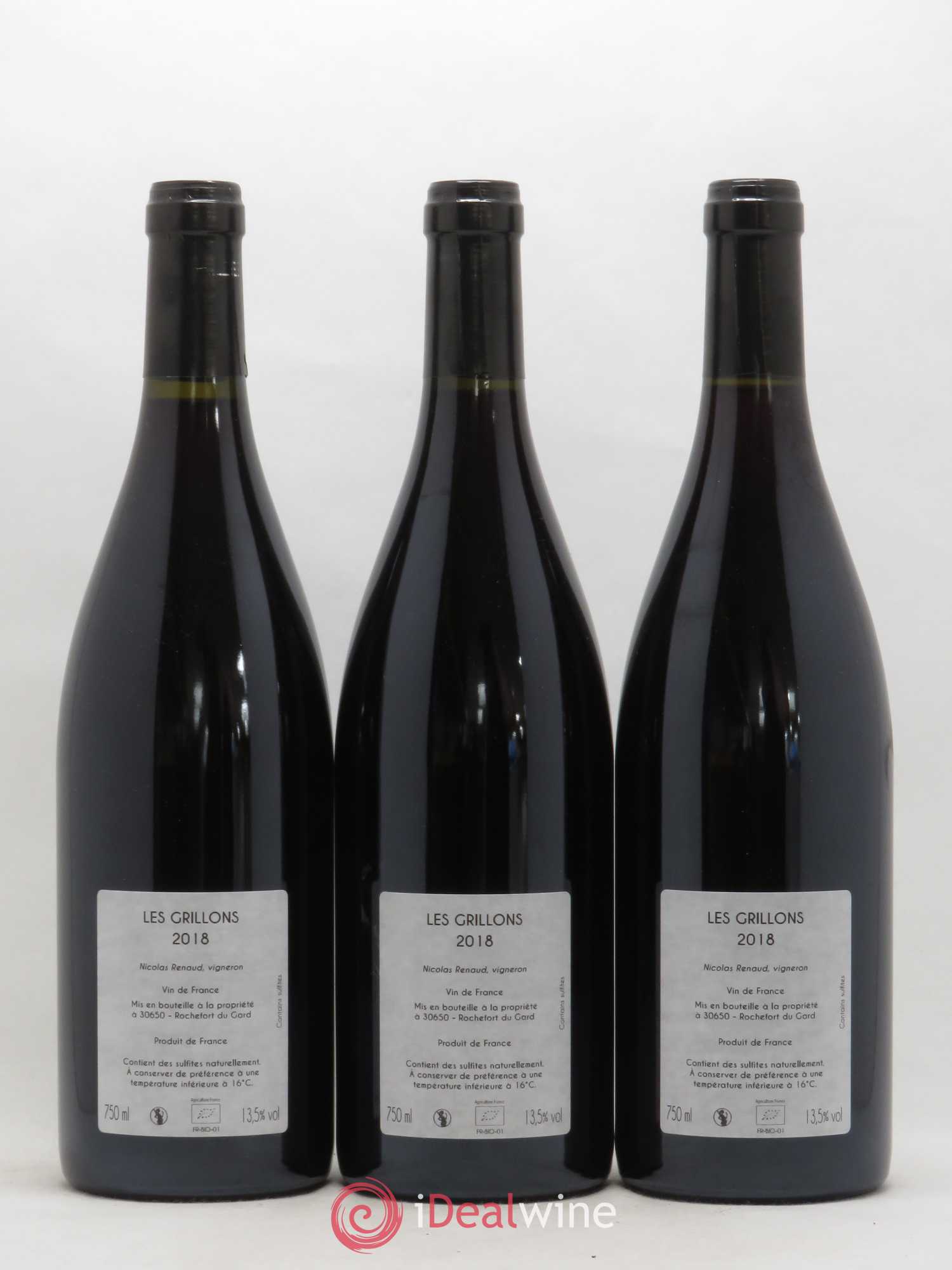 Vin de France Les Grillons Clos des Grillons  (sans prix de réserve) 2018 - Lot de 3 bouteilles - 1