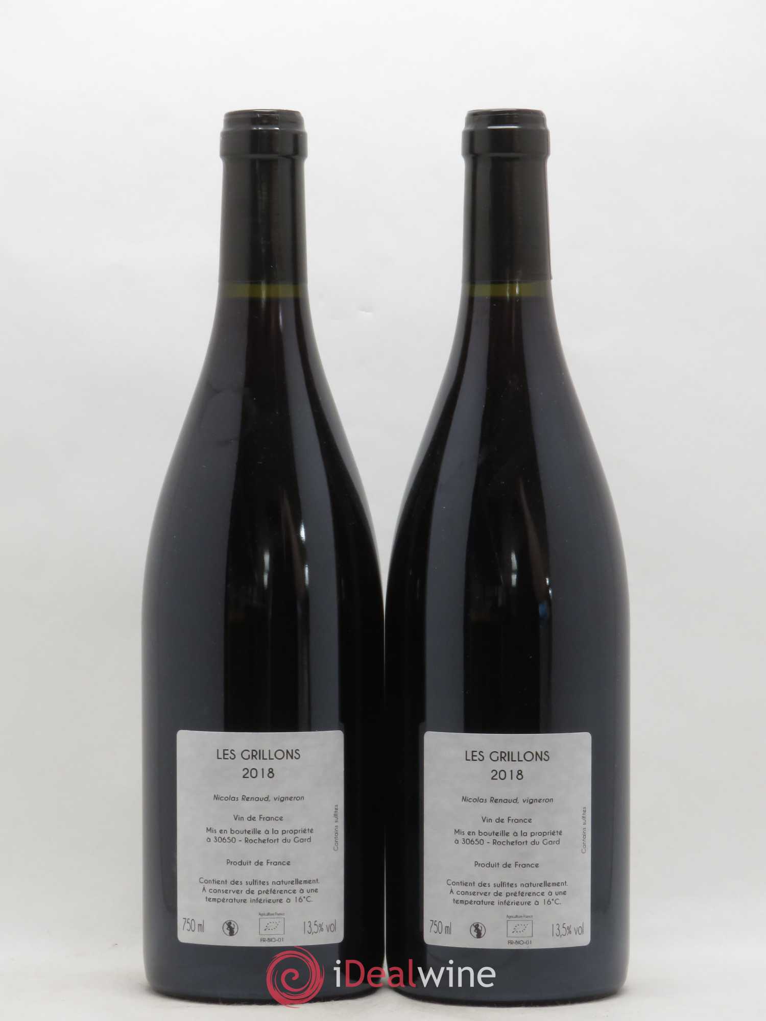 Vin de France Les Grillons Clos des Grillons (sans prix de réserve) 2018 - Lot de 2 bouteilles - 1