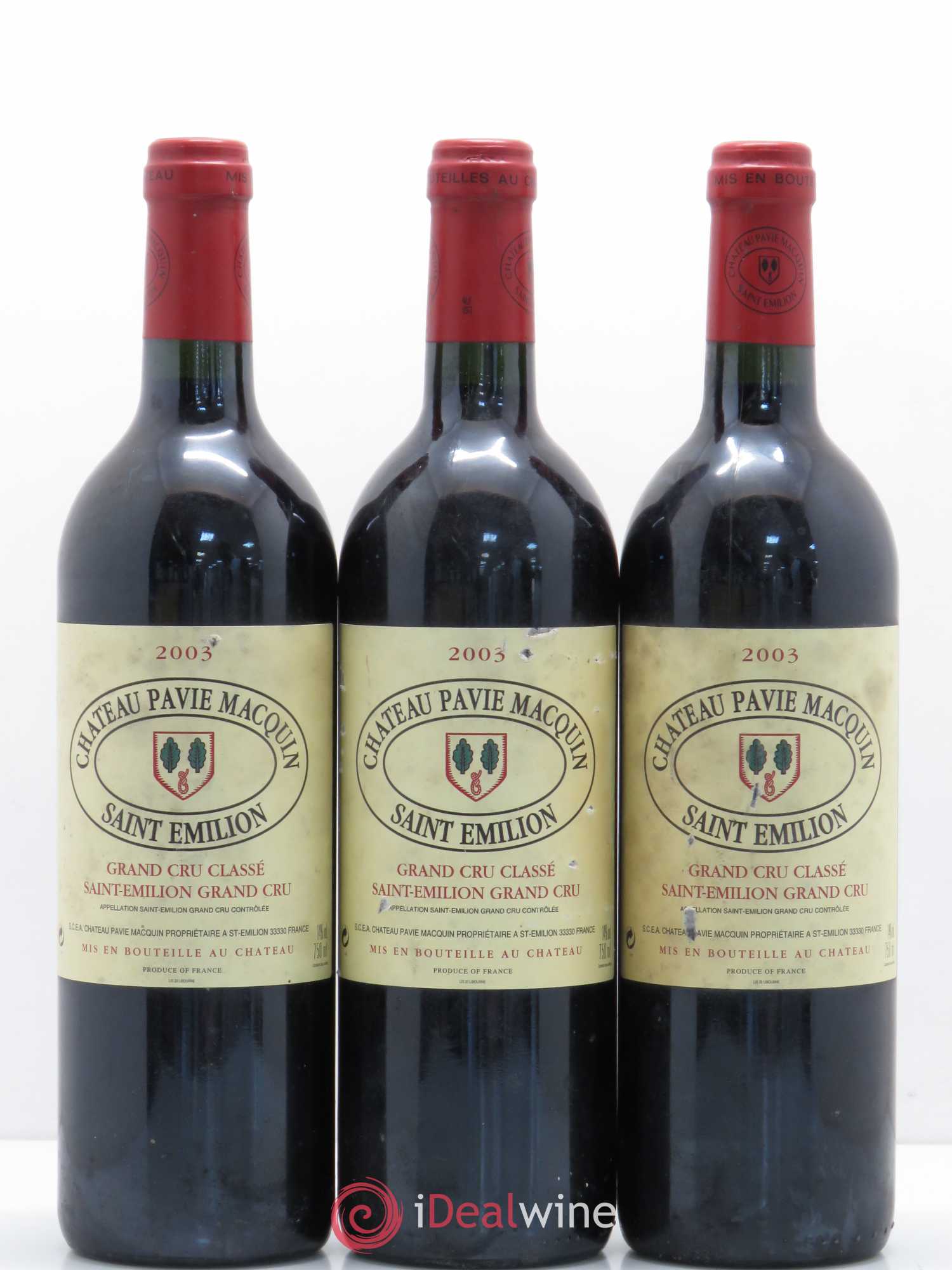 Château Pavie Macquin 1er Grand Cru Classé B (sans prix de réserve) 2003 - Lot de 3 bouteilles - 0