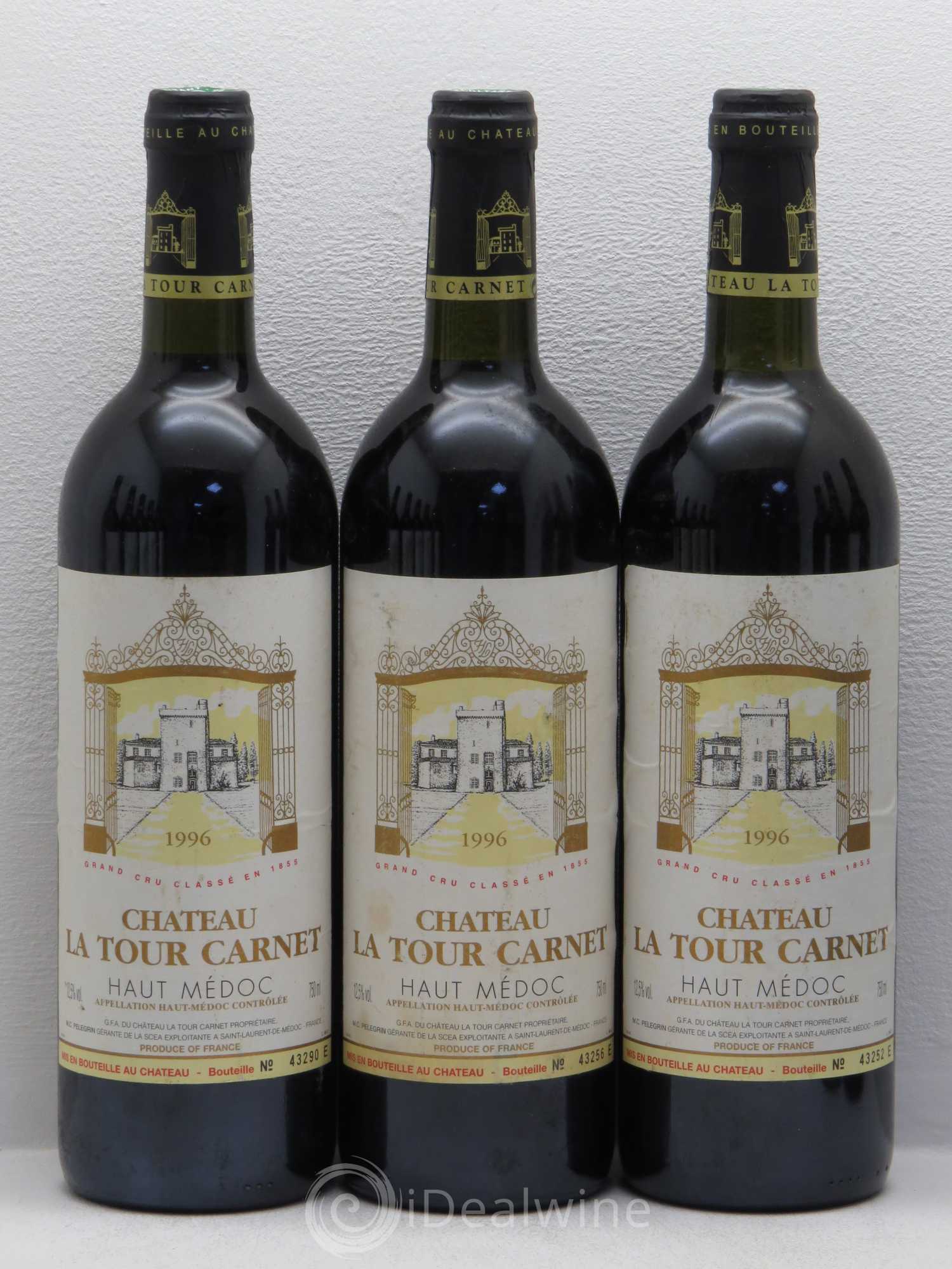 Château la Tour Carnet 4ème Grand Cru Classé 1996 - Lot de 12 bouteilles - 1
