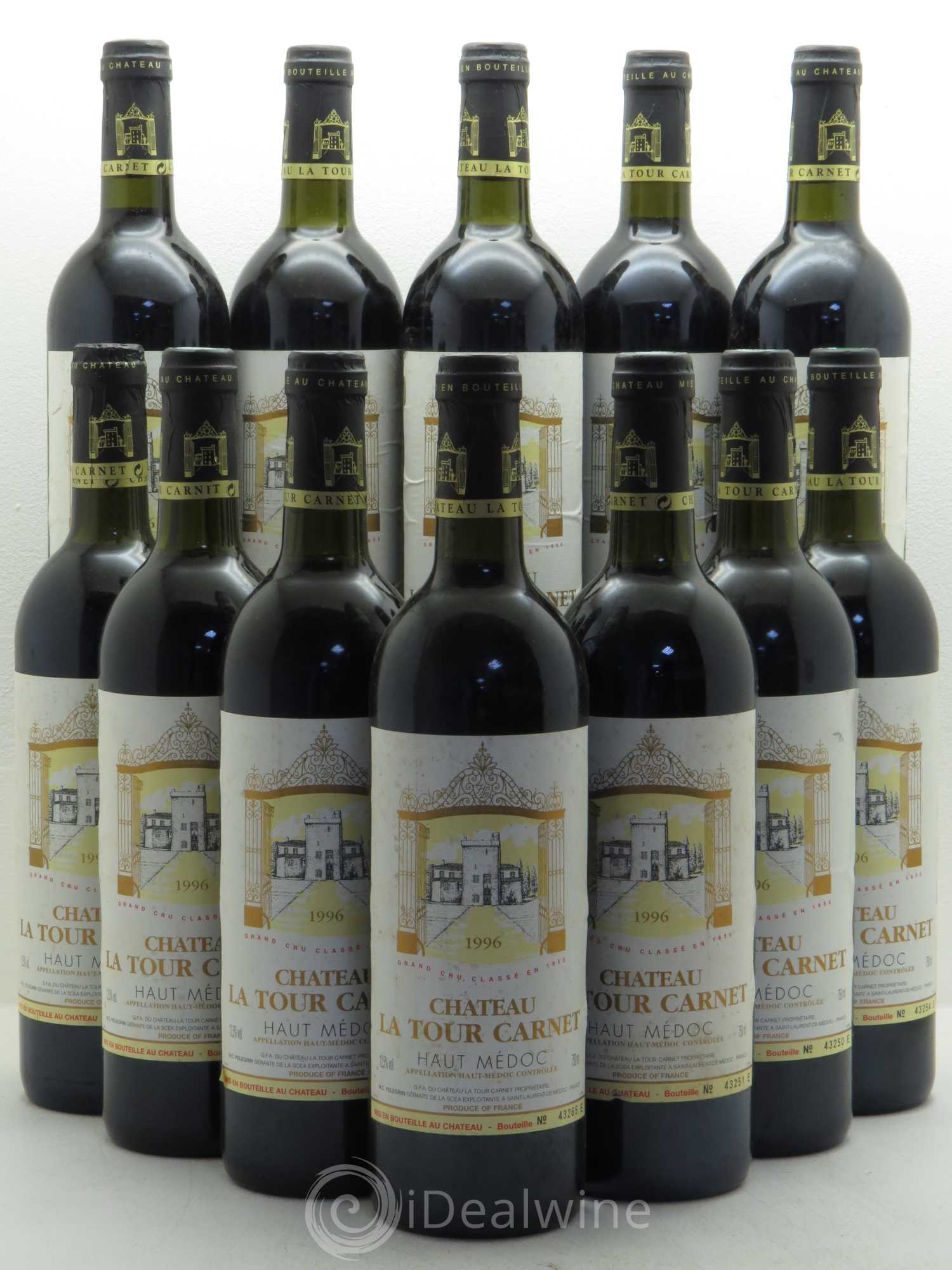 Château la Tour Carnet 4ème Grand Cru Classé 1996 - Lot de 12 bouteilles - 0