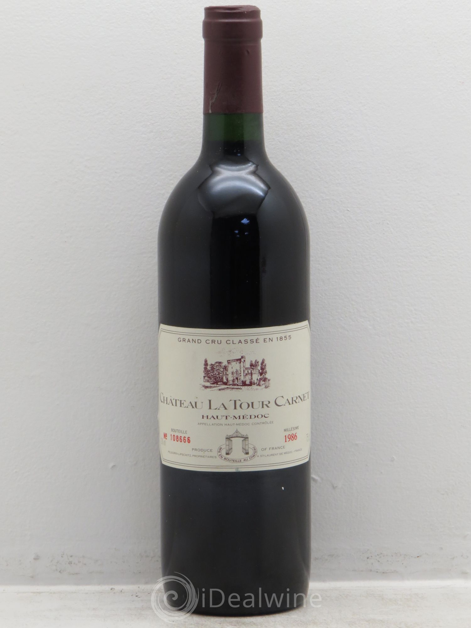 Château la Tour Carnet 4ème Grand Cru Classé 1986 - Lot de 1 bouteille - 0