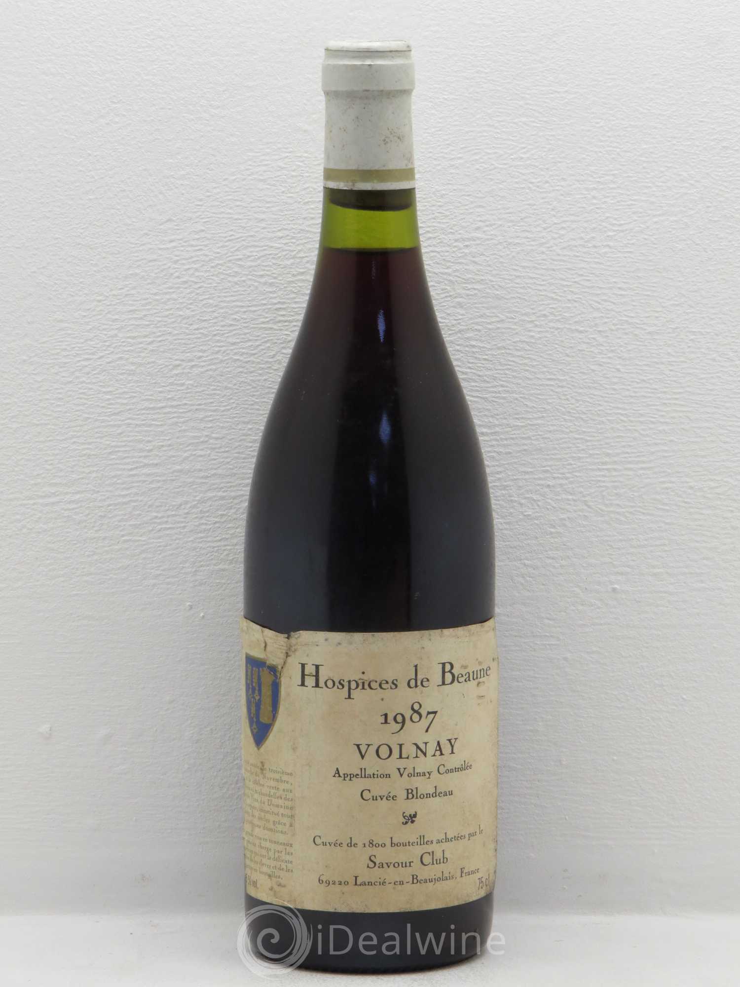 Volnay Hospices de Beaune Blondeau Savour Club 1987 - Posten von 1 Flasche - 0