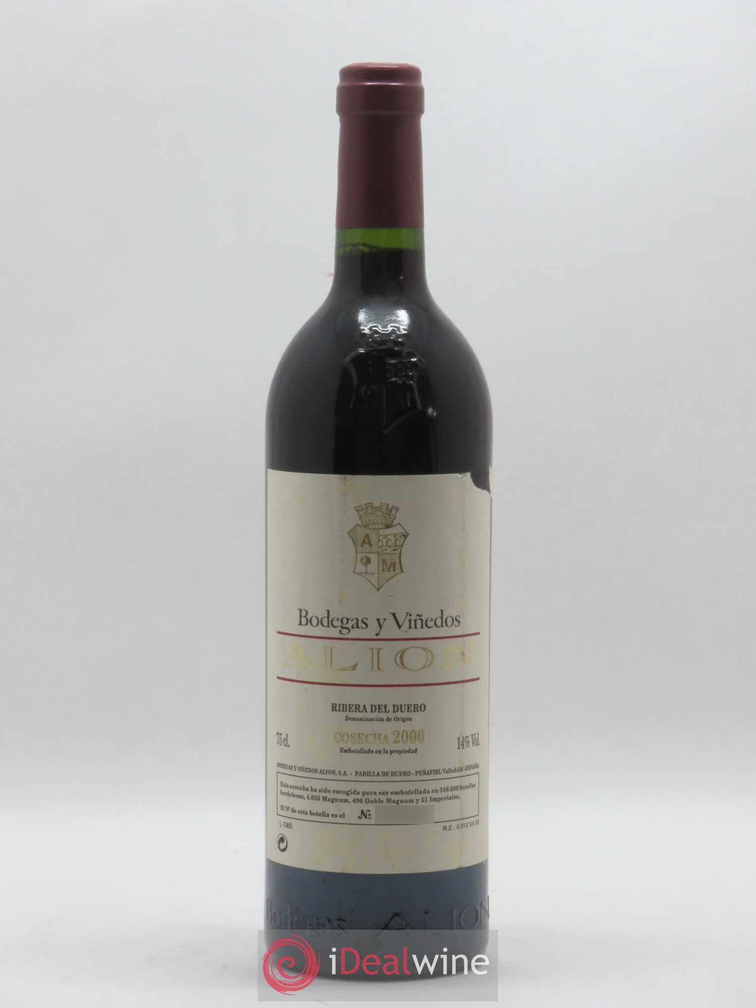 Ribera Del Duero DO Vega Sicilia Alion Famille Alvarez 2000 - Lot de 1 bouteille - 0