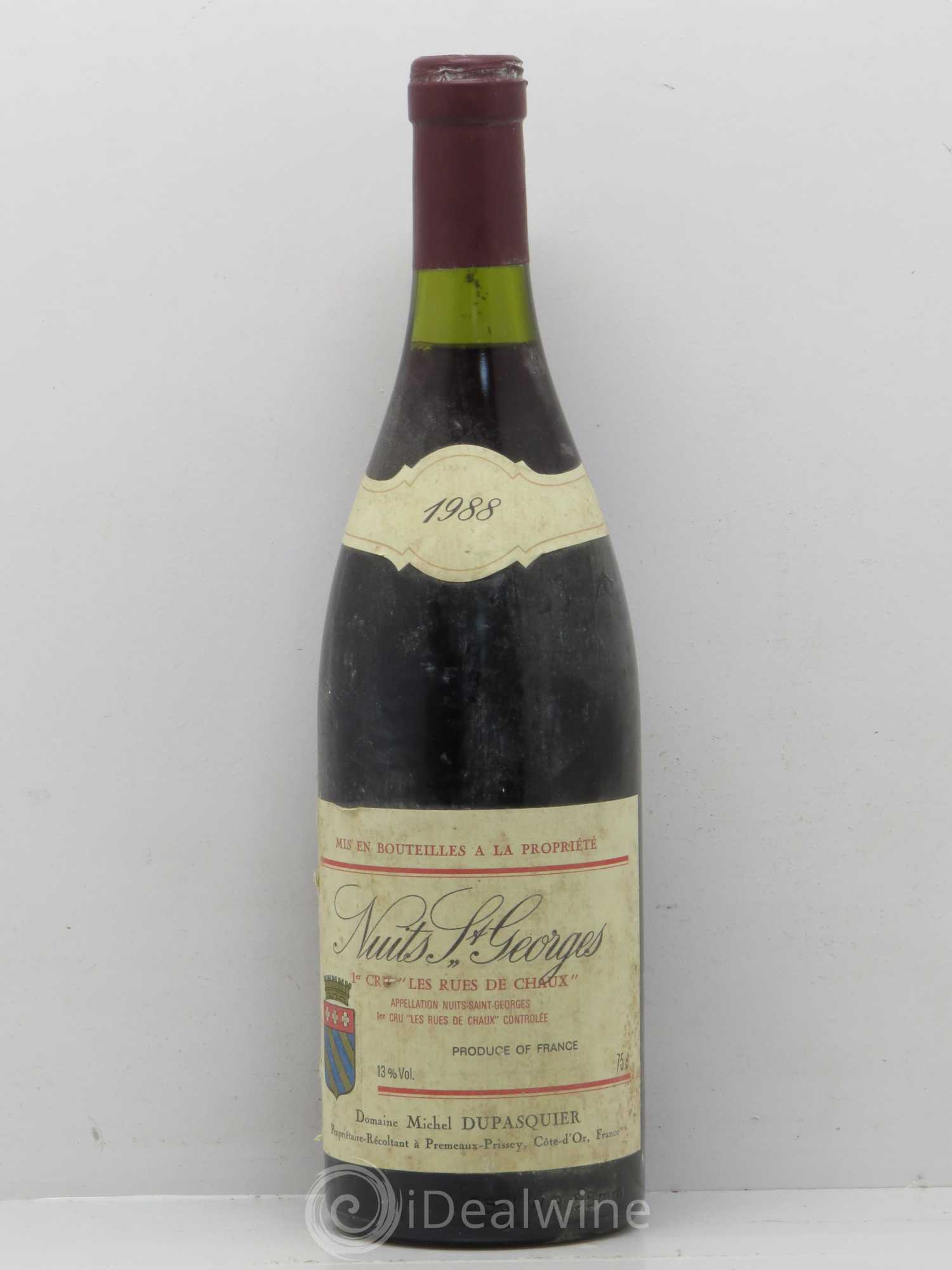 Nuits-Saint-Georges 1er Cru Les Rues de Chaux Domaine Pasquelier 1988 - Posten von 1 Flasche - 0
