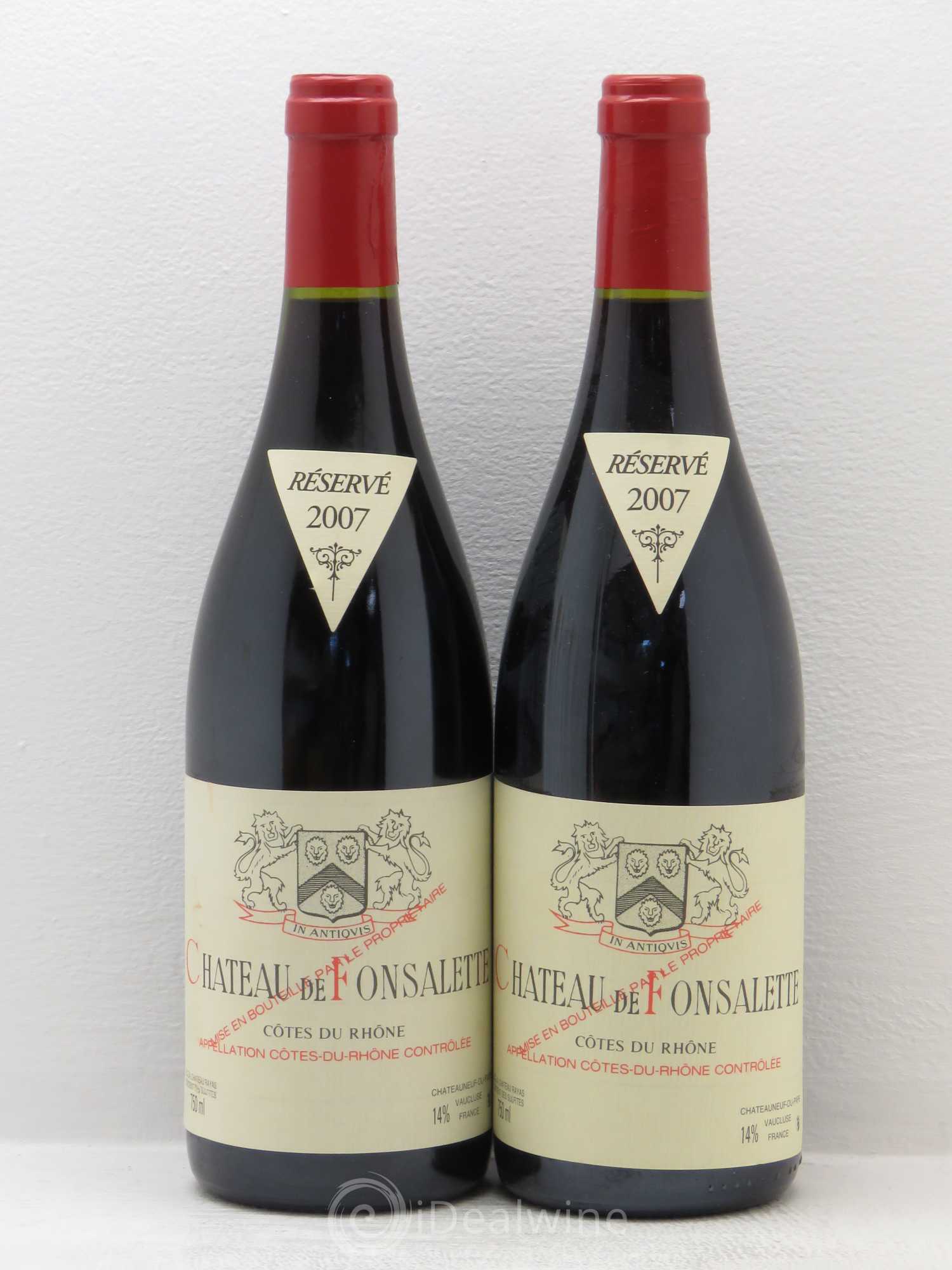 Côtes-du-Rhône Château de Fonsalette Emmanuel Reynaud 2007 - Lot de 2 bouteilles - 0