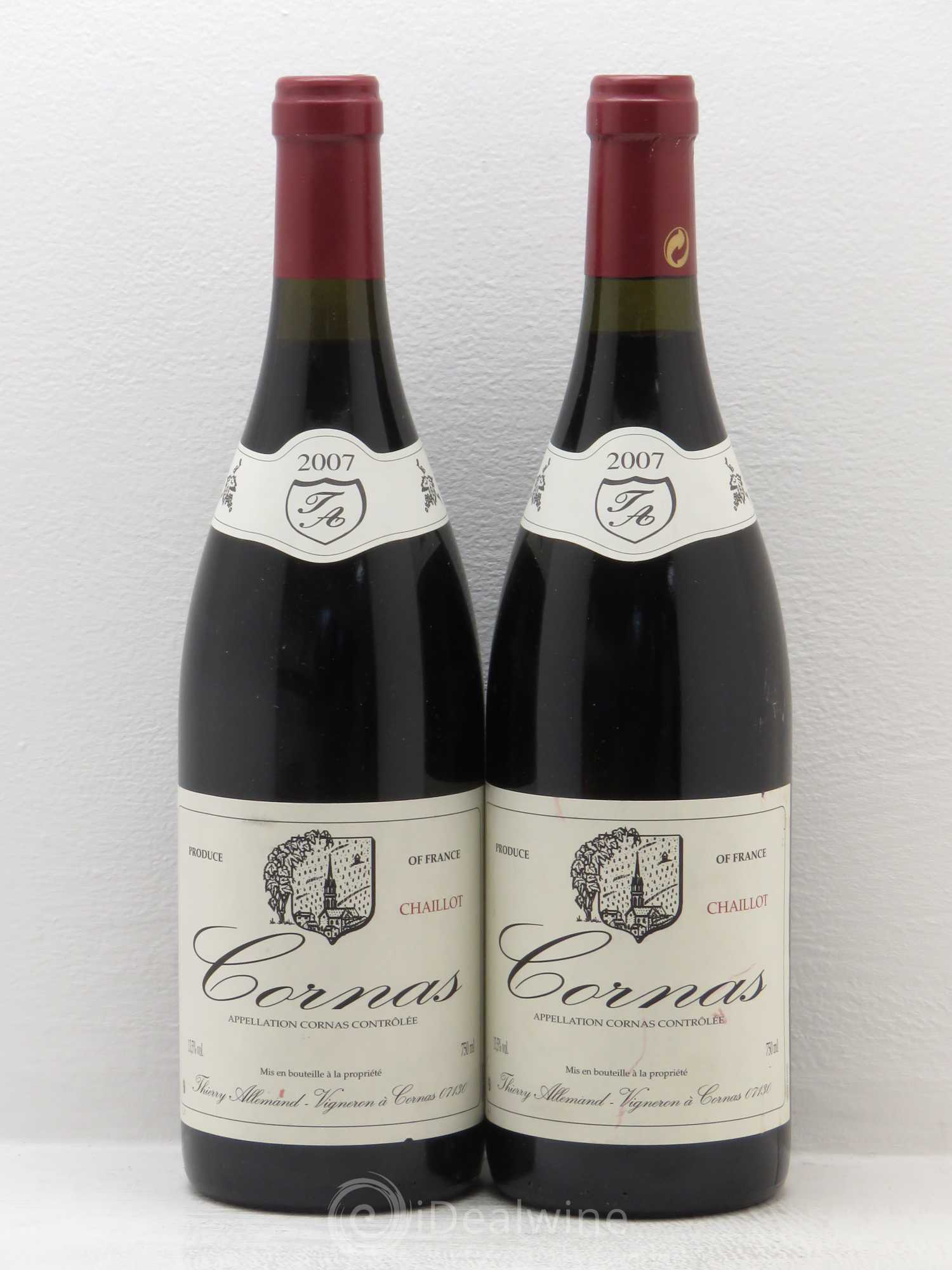 Cornas Chaillot Thierry Allemand 2007 - Lot de 2 bouteilles - 0