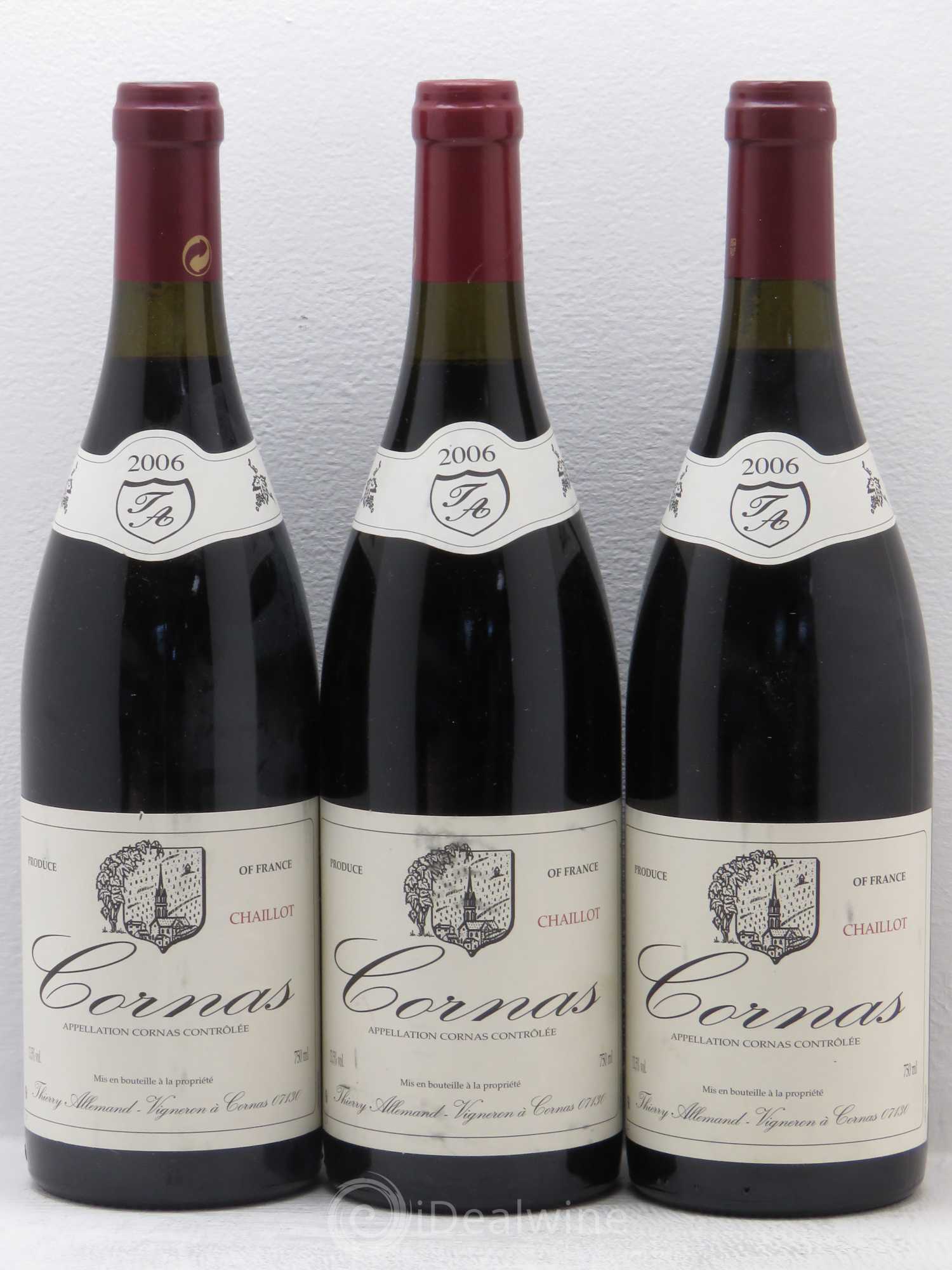 Cornas Chaillot Thierry Allemand 2006 - Lot de 3 bouteilles - 0