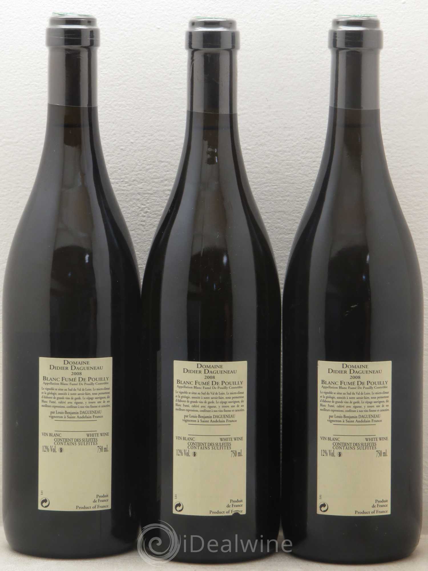 Pouilly-Fumé Blanc Fumé de Pouilly Dagueneau (Domaine Didier - Louis-Benjamin) 2008 - Lot de 3 bouteilles - 1