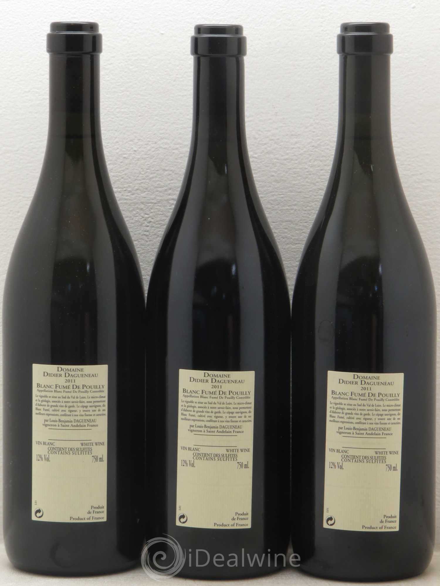 Pouilly-Fumé Blanc Fumé de Pouilly Dagueneau (Domaine Didier - Louis-Benjamin) 2011 - Lot de 3 bouteilles - 1