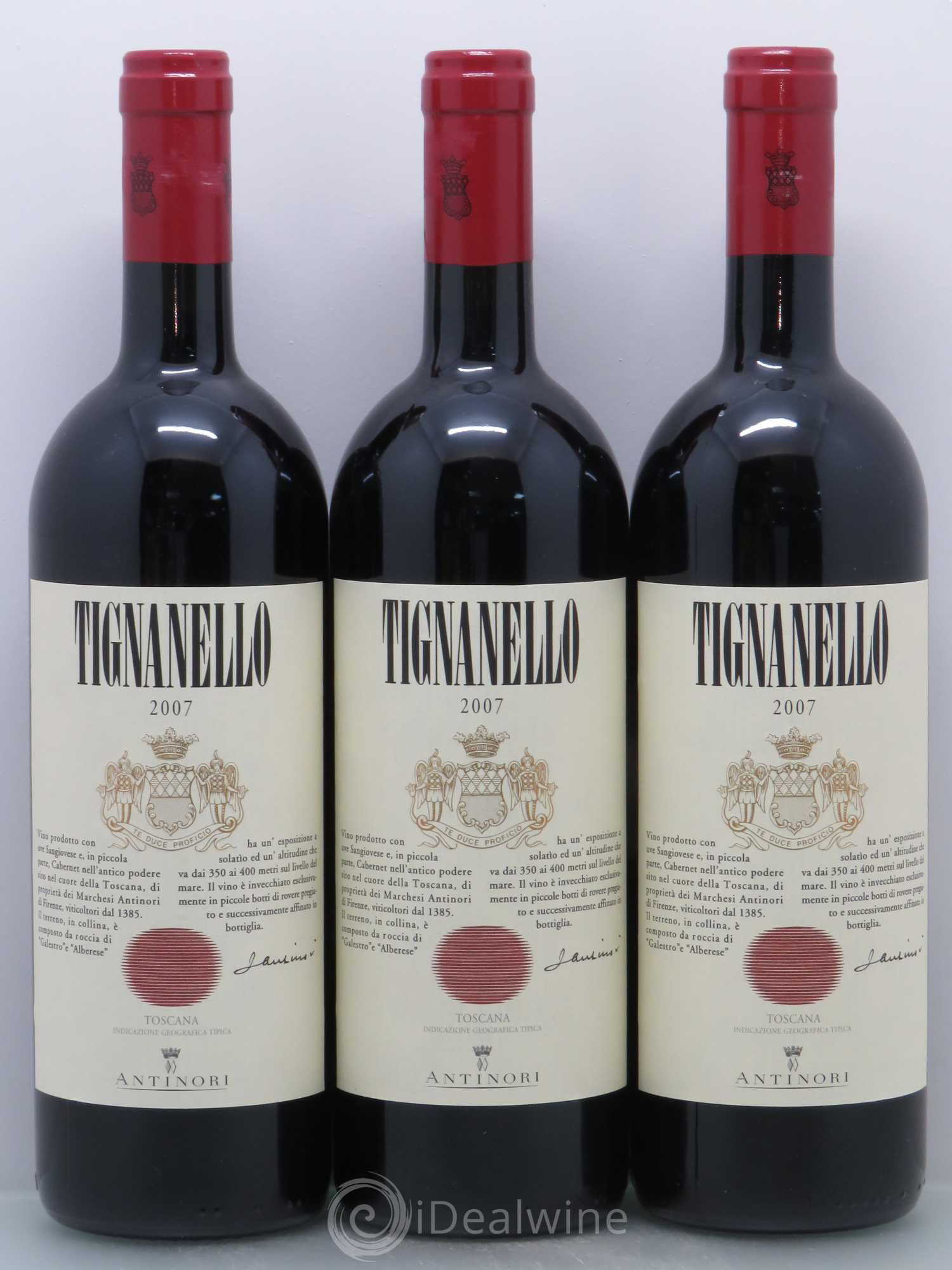 Toscana IGT Tignanello Tenuta Tignanello - Marchesi Antinori 2007 - Lot de 3 bouteilles - 0