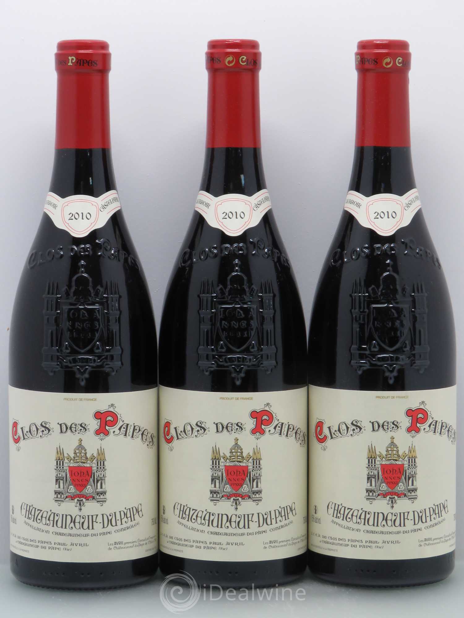 Châteauneuf-du-Pape Clos des Papes - Paul Avril 2010 - Lot de 3 bouteilles - 0