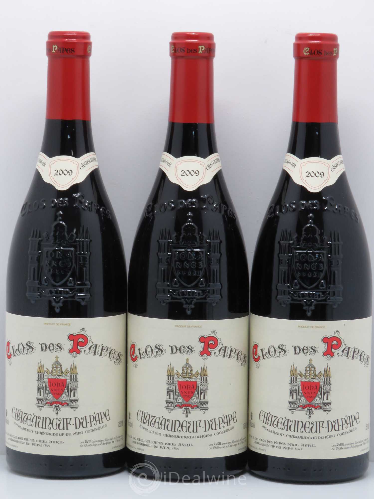 Châteauneuf-du-Pape Clos des Papes - Paul Avril 2009 - Lot de 3 bouteilles - 0