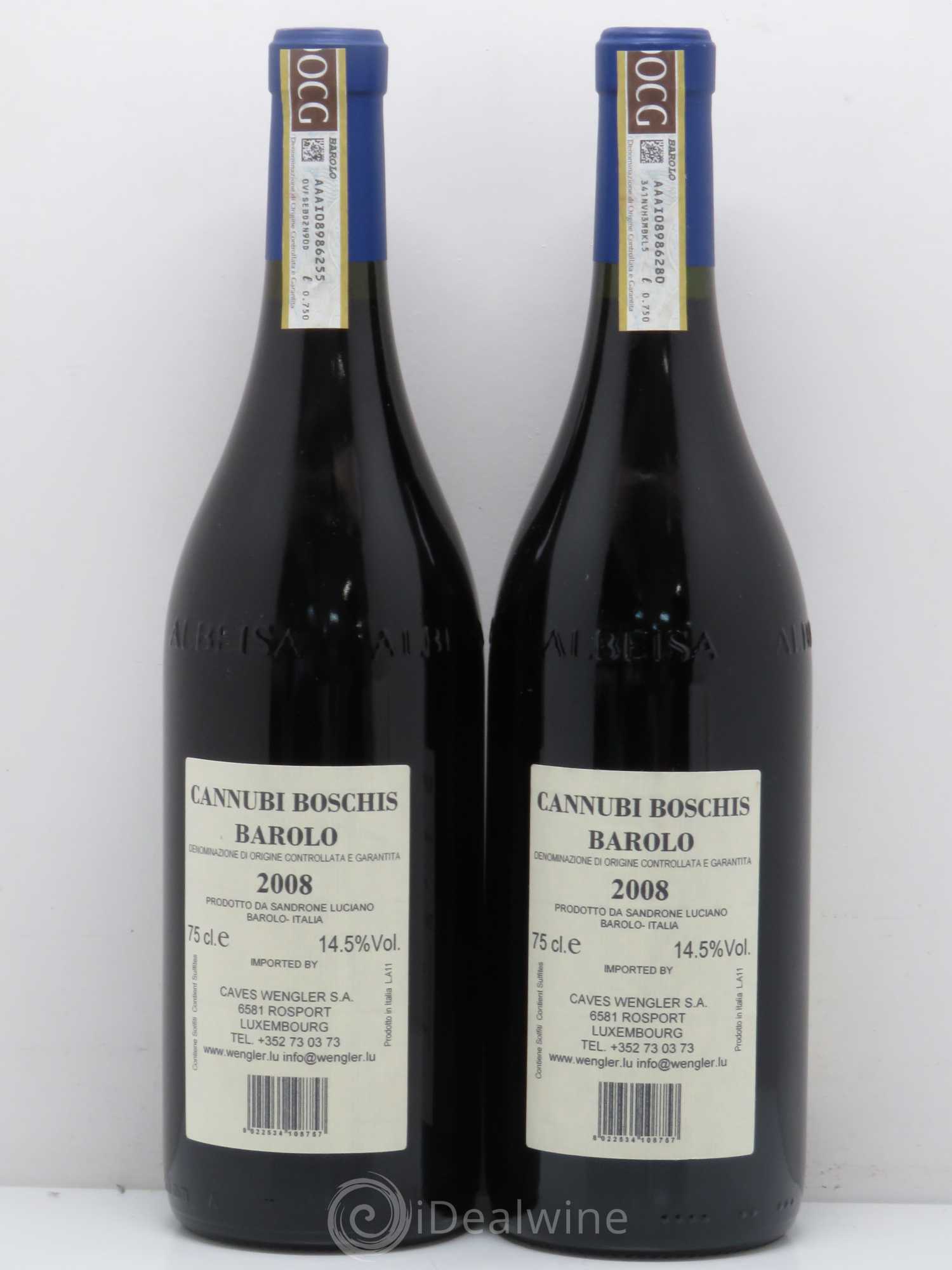Barolo DOCG Aleste (anciennement Cannubi Boschis) Luciano Sandrone 2008 - Lot de 2 bouteilles - 1
