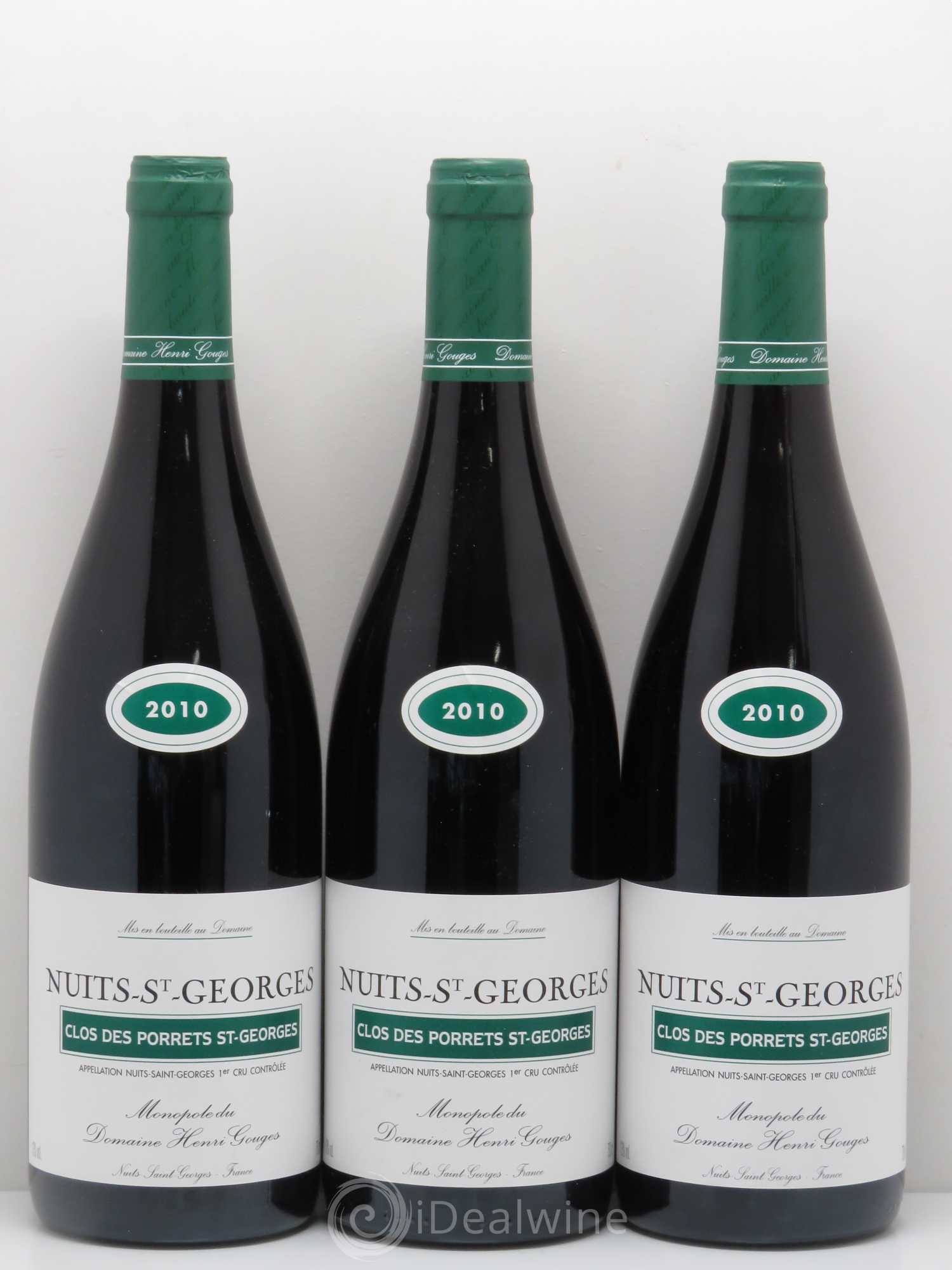Nuits-Saint-Georges 1er Cru Clos des Porrets St Georges Henri Gouges 2010 - Lot de 3 bouteilles - 0