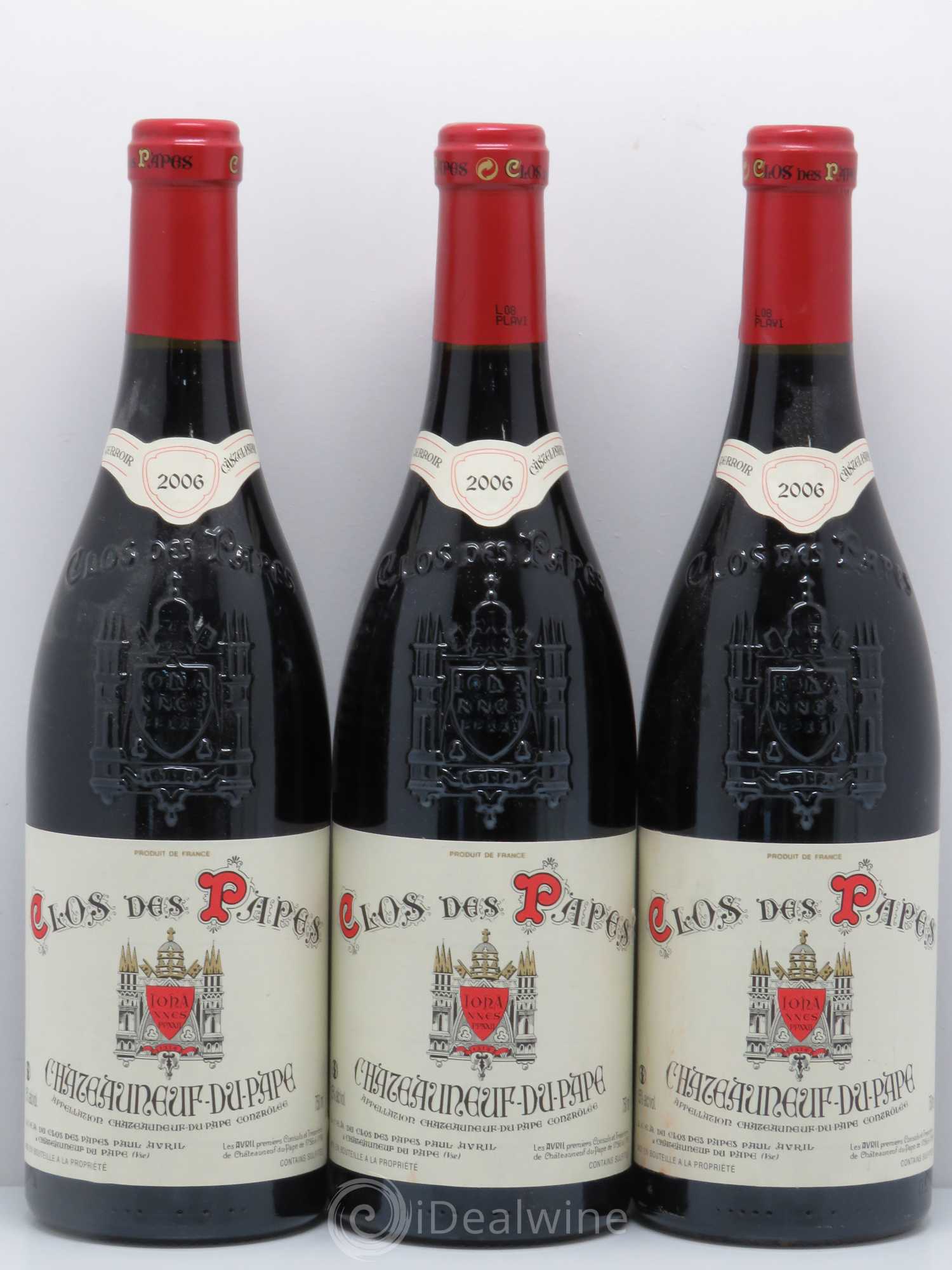 Châteauneuf-du-Pape Clos des Papes - Paul Avril 2006 - Lot de 3 bouteilles - 0