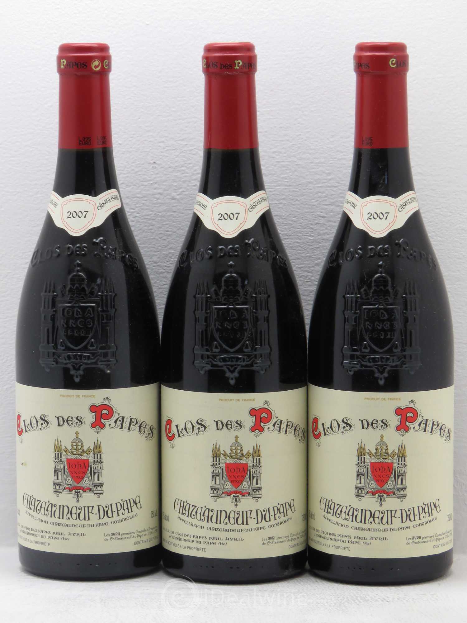Châteauneuf-du-Pape Clos des Papes - Paul Avril 2007 - Lot de 3 bouteilles - 0