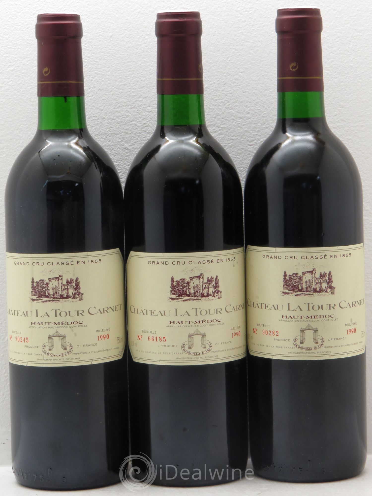 Château la Tour Carnet 4ème Grand Cru Classé 1990 - Lot de 3 bouteilles - 0