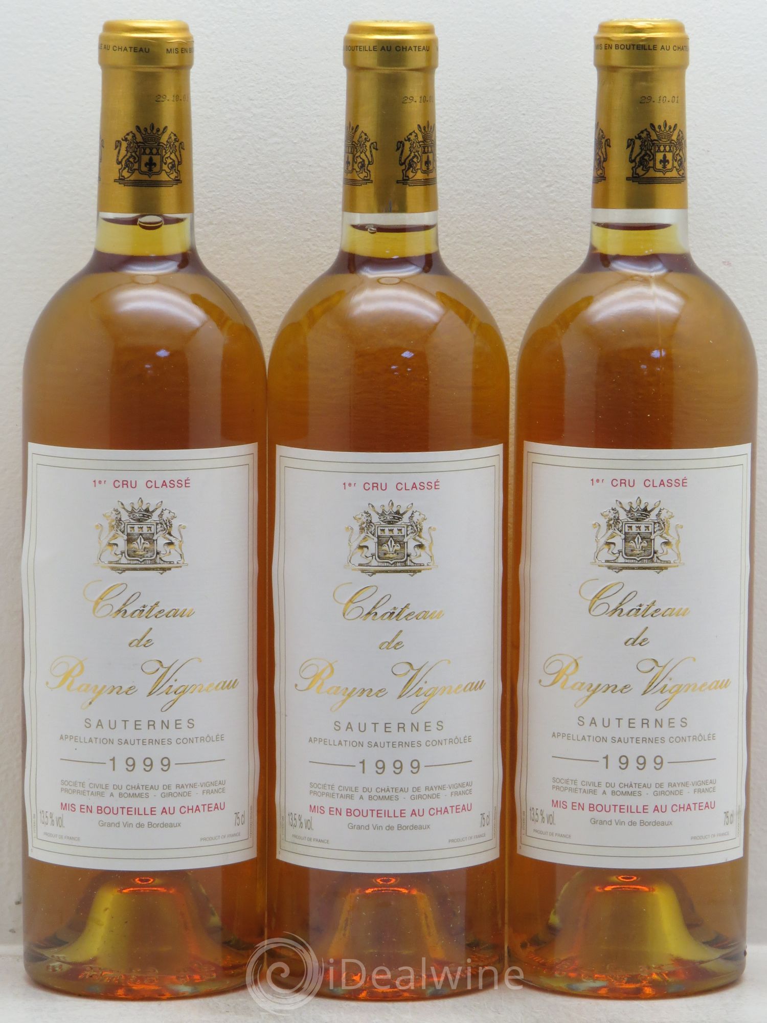 Château de Rayne Vigneau 1er Grand Cru Classé 1999 - Lotto di 3 bottiglie - 0