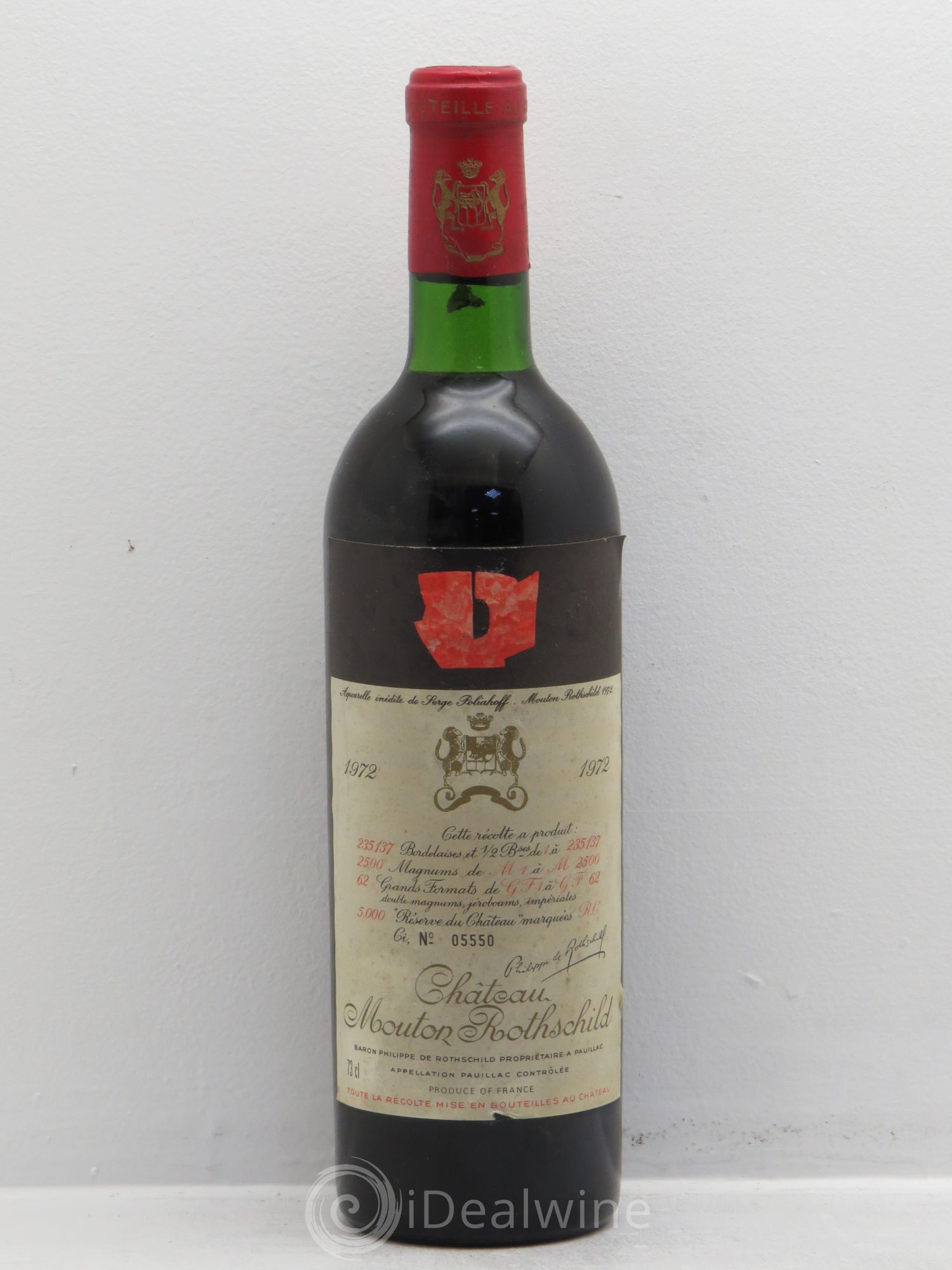 Château Mouton Rothschild 1er Grand Cru Classé 1972 - Lot de 1 bouteille - 0
