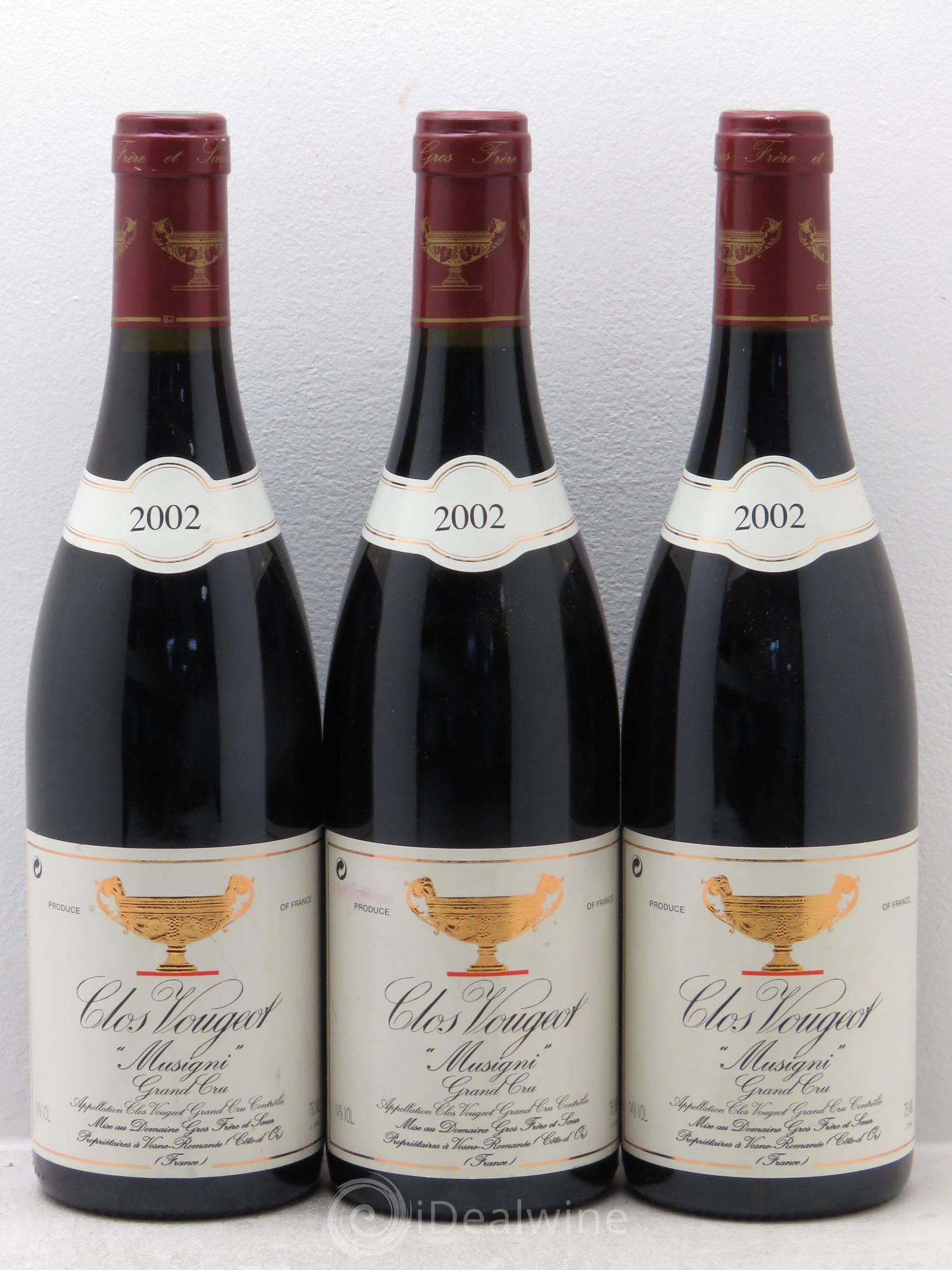 Clos de Vougeot Grand Cru Musigni Gros Frère & Soeur 2002 - Lot de 3 bouteilles - 0