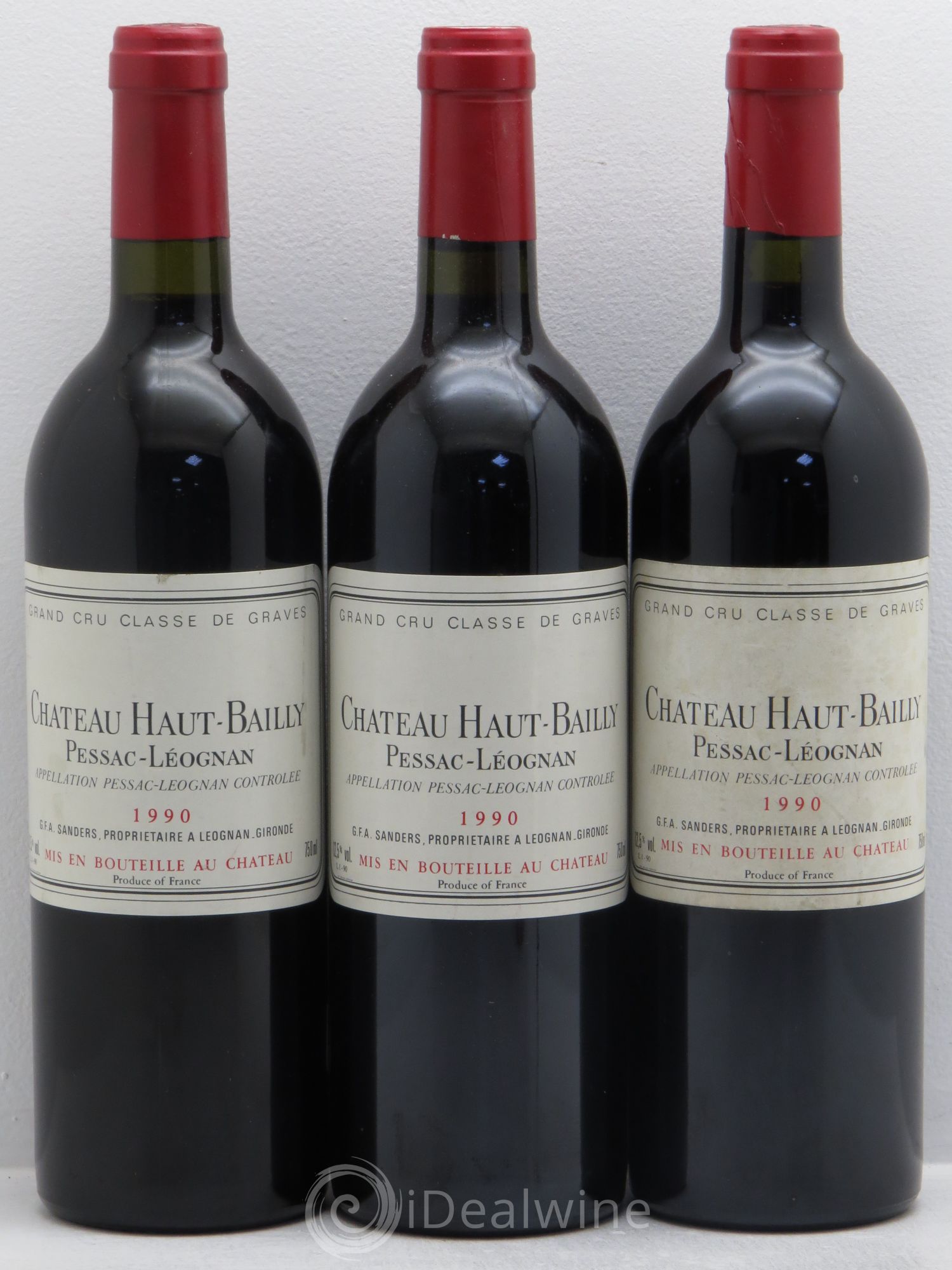 Château Haut-Bailly Cru Classé de Graves 1990 - Lot de 3 bouteilles - 0