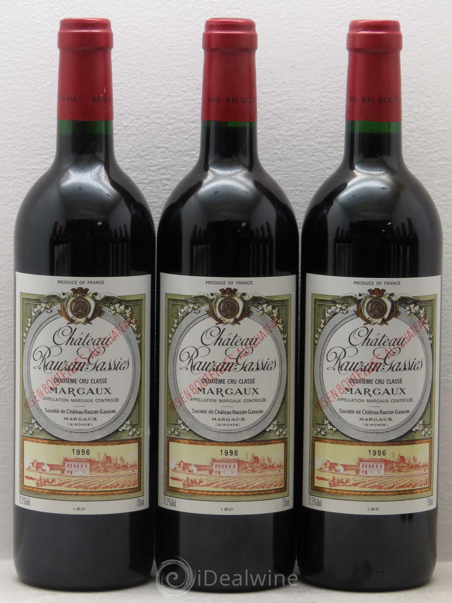Château Rauzan-Gassies 2ème Grand Cru Classé 1996 - Lot de 12 bouteilles - 1