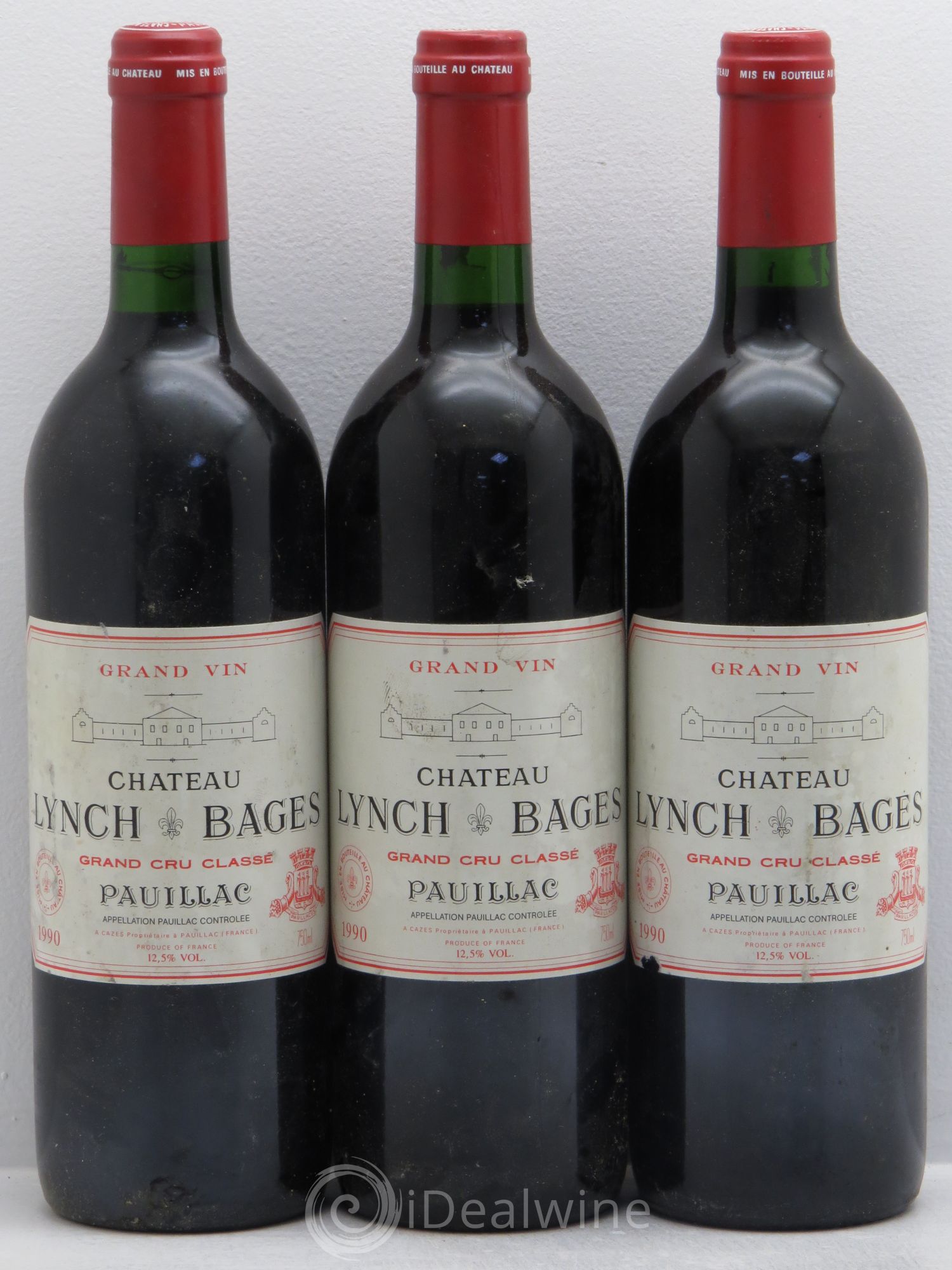 Château Lynch Bages 5ème Grand Cru Classé 1990 - Lot de 3 bouteilles - 0