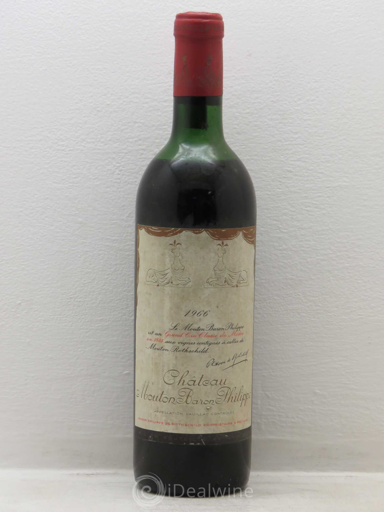 Château d' Armailhac - Mouton Baron(ne) Philippe 5ème Grand Cru Classé 1966 - Lot de 1 bouteille - 0