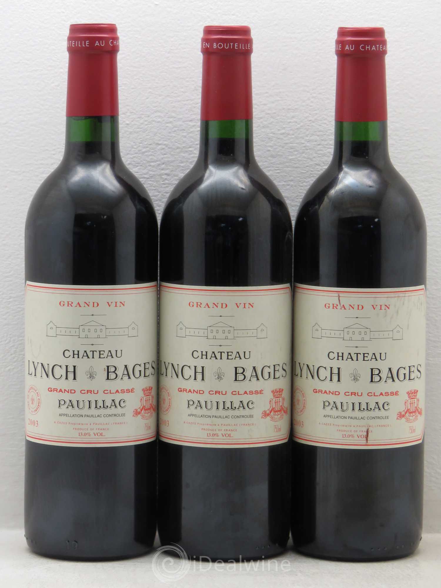 Château Lynch Bages 5ème Grand Cru Classé 2003 - Lot de 3 bouteilles - 0