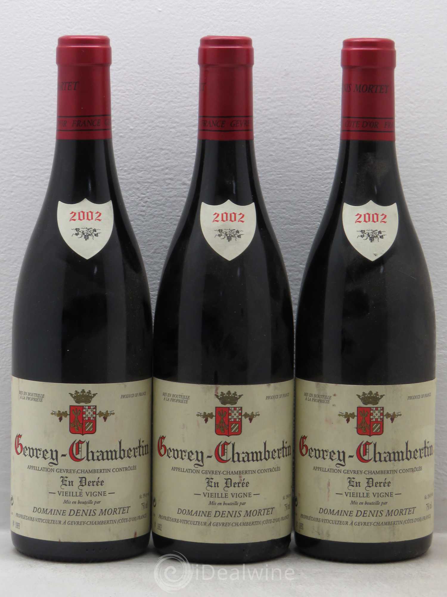 Gevrey-Chambertin Vieilles vignes Denis Mortet (Domaine) En Derée 2002 - Lot de 3 bouteilles - 0