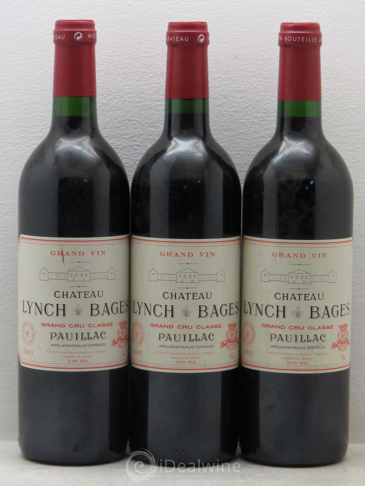 Château Lynch Bages 5ème Grand Cru Classé 2003 - Lot de 3 bouteilles - 0