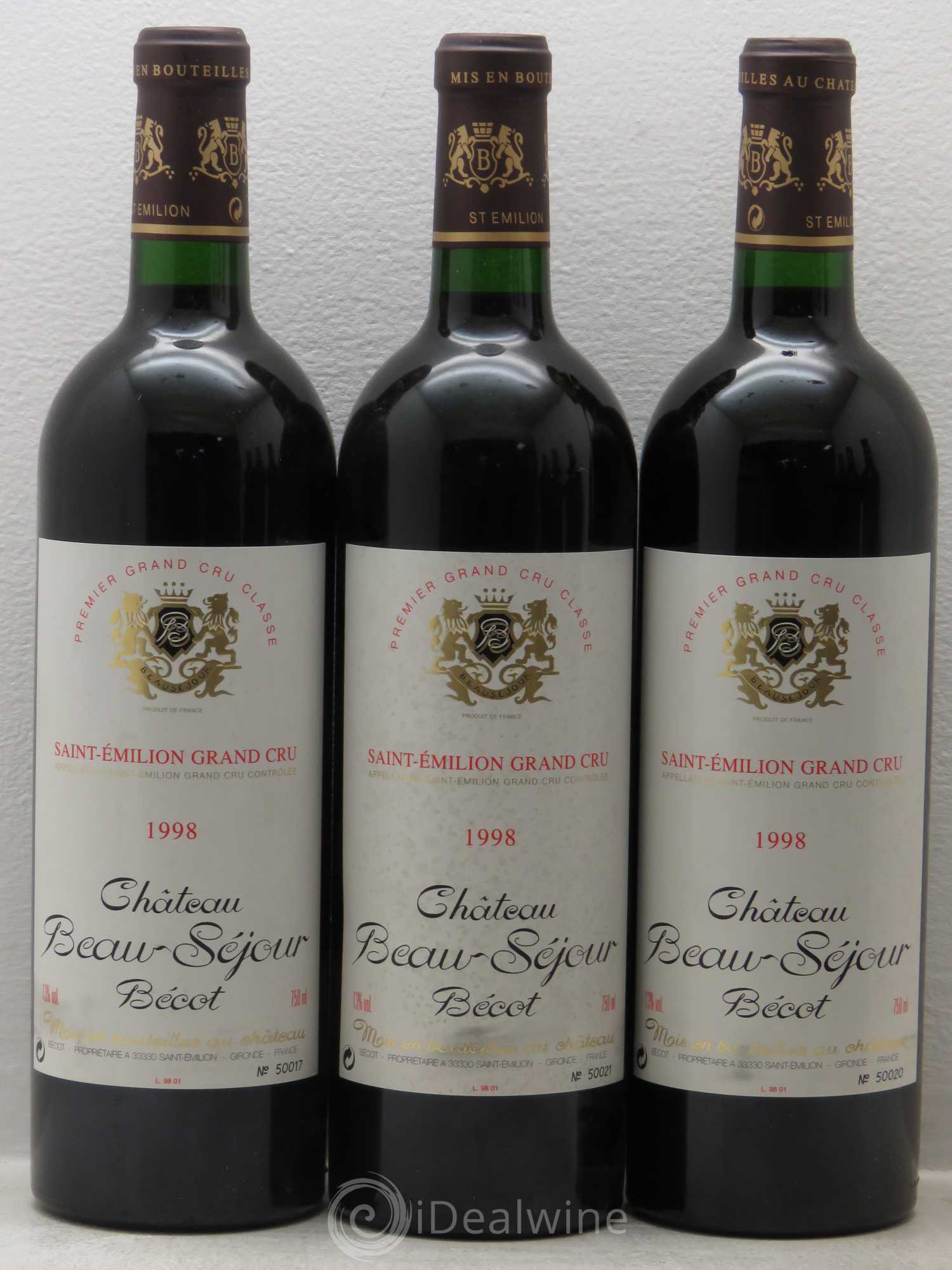 Château Beau-Séjour Bécot 1er Grand Cru Classé B 1998 - Lotto di 6 bottiglie - 1