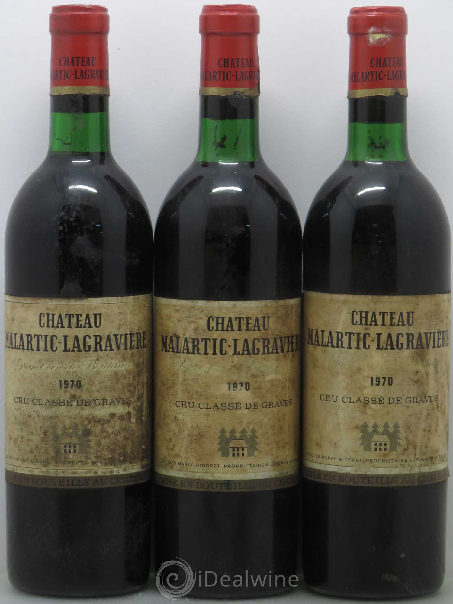 Château Malartic-Lagravière Cru Classé de Graves 1970 - Lot de 3 bouteilles - 0