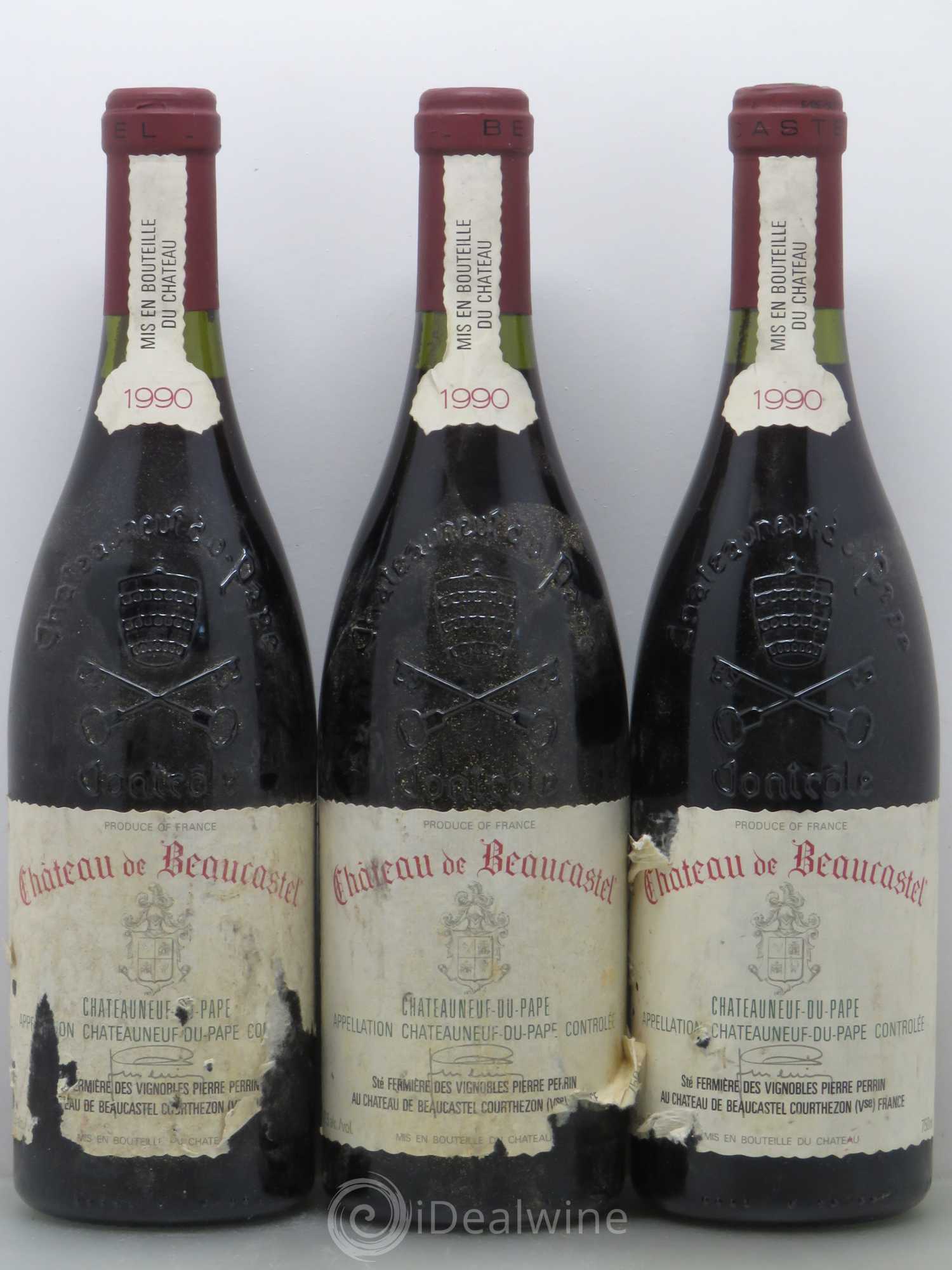 Châteauneuf-du-Pape Château de Beaucastel Famille Perrin 1990 - Lot de 3 bouteilles - 0