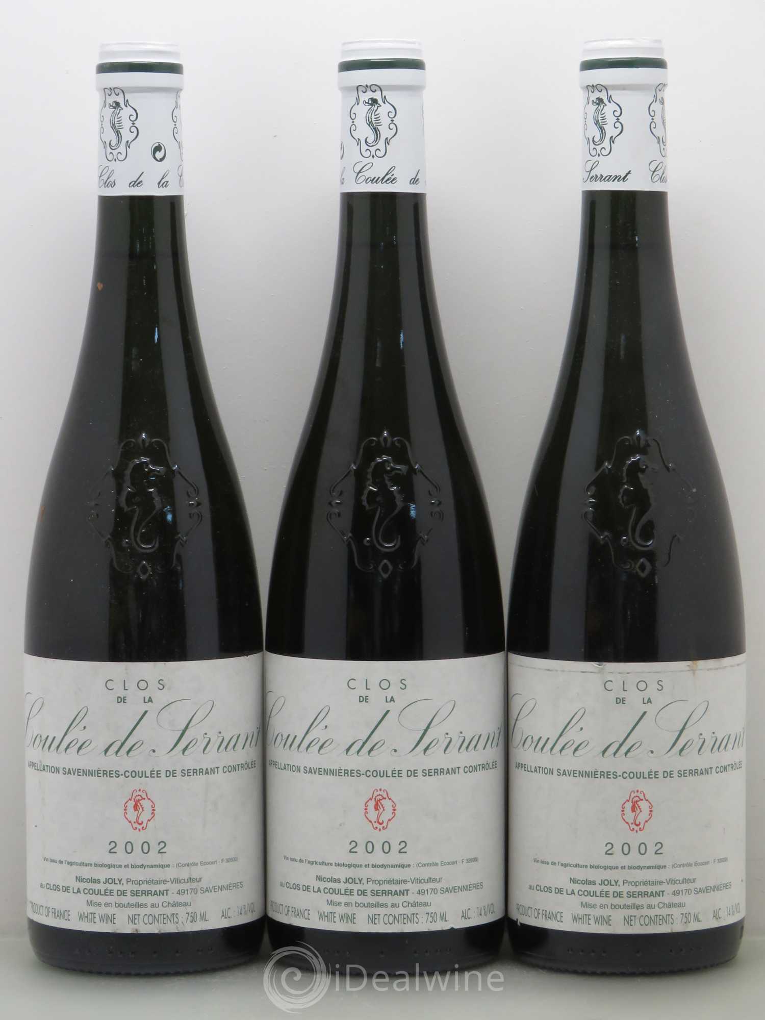 Savennières Clos de la Coulée de Serrant Vignobles de la Coulée de Serrant - Nicolas Joly 2002 - Lot de 3 bouteilles - 0