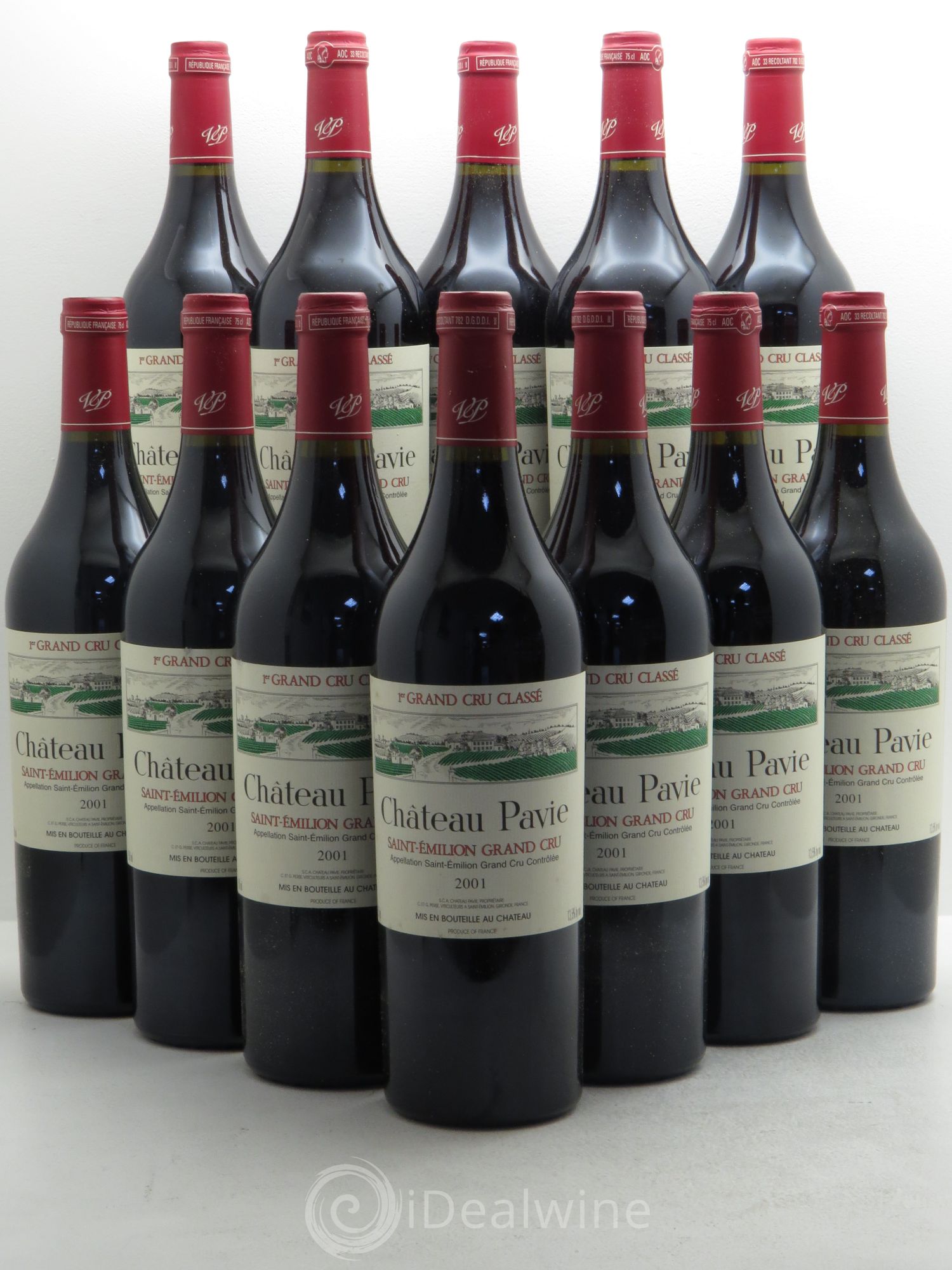 Château Pavie 1er Grand Cru Classé A 2001 - Lot de 12 bouteilles - 0